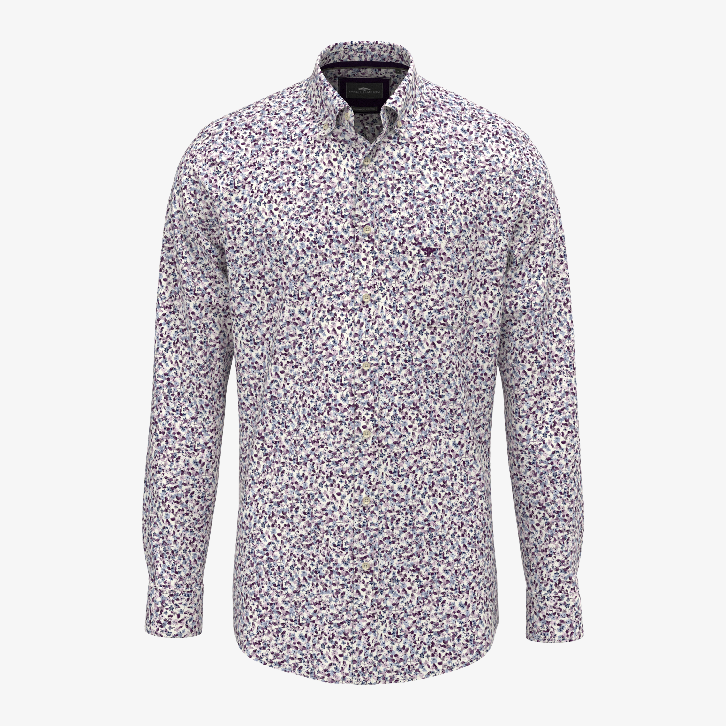 Fynch-Hatton Flower Print Shirt - Aubergine
