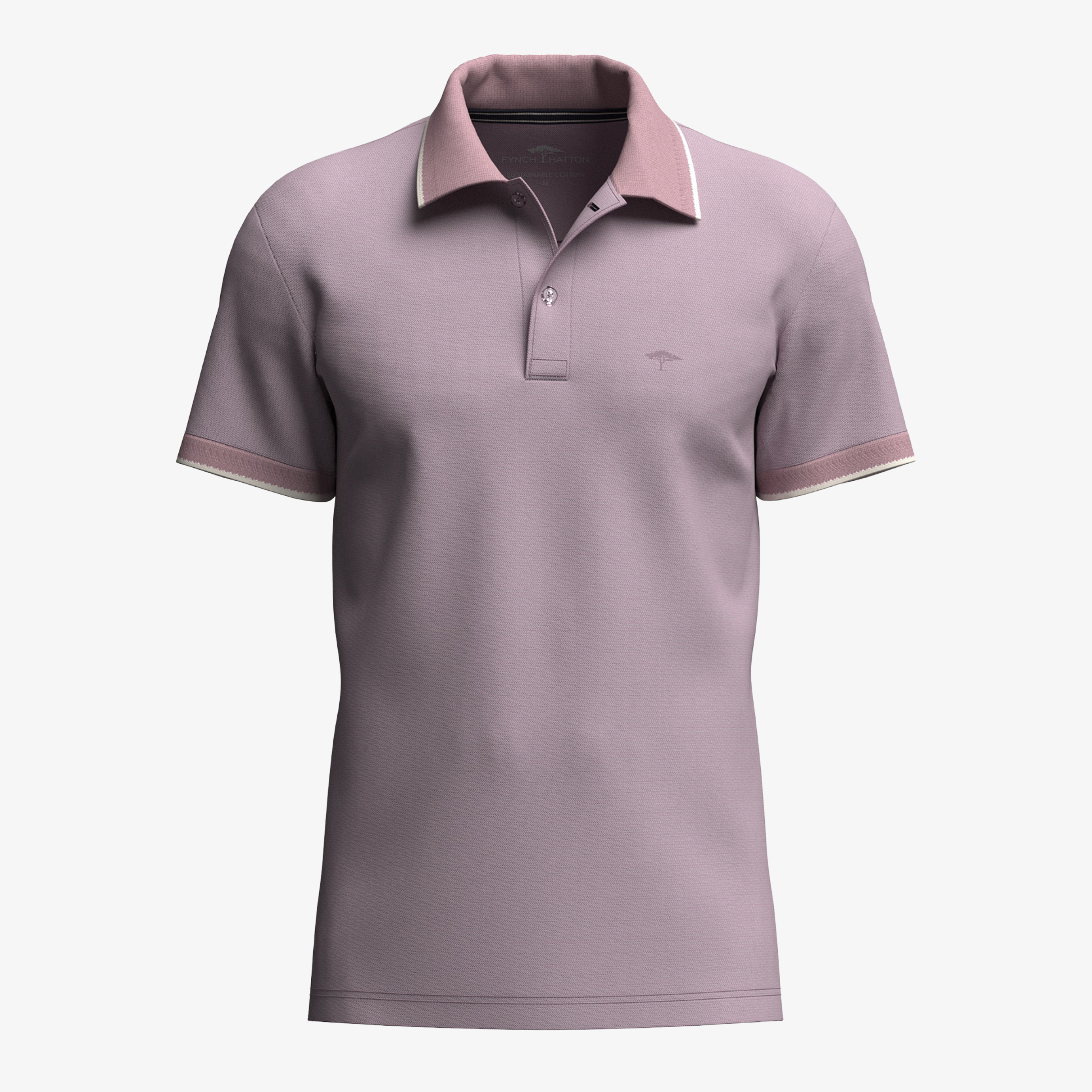 Fynch-Hatton 2 Tone Pique Polo - Magnolia