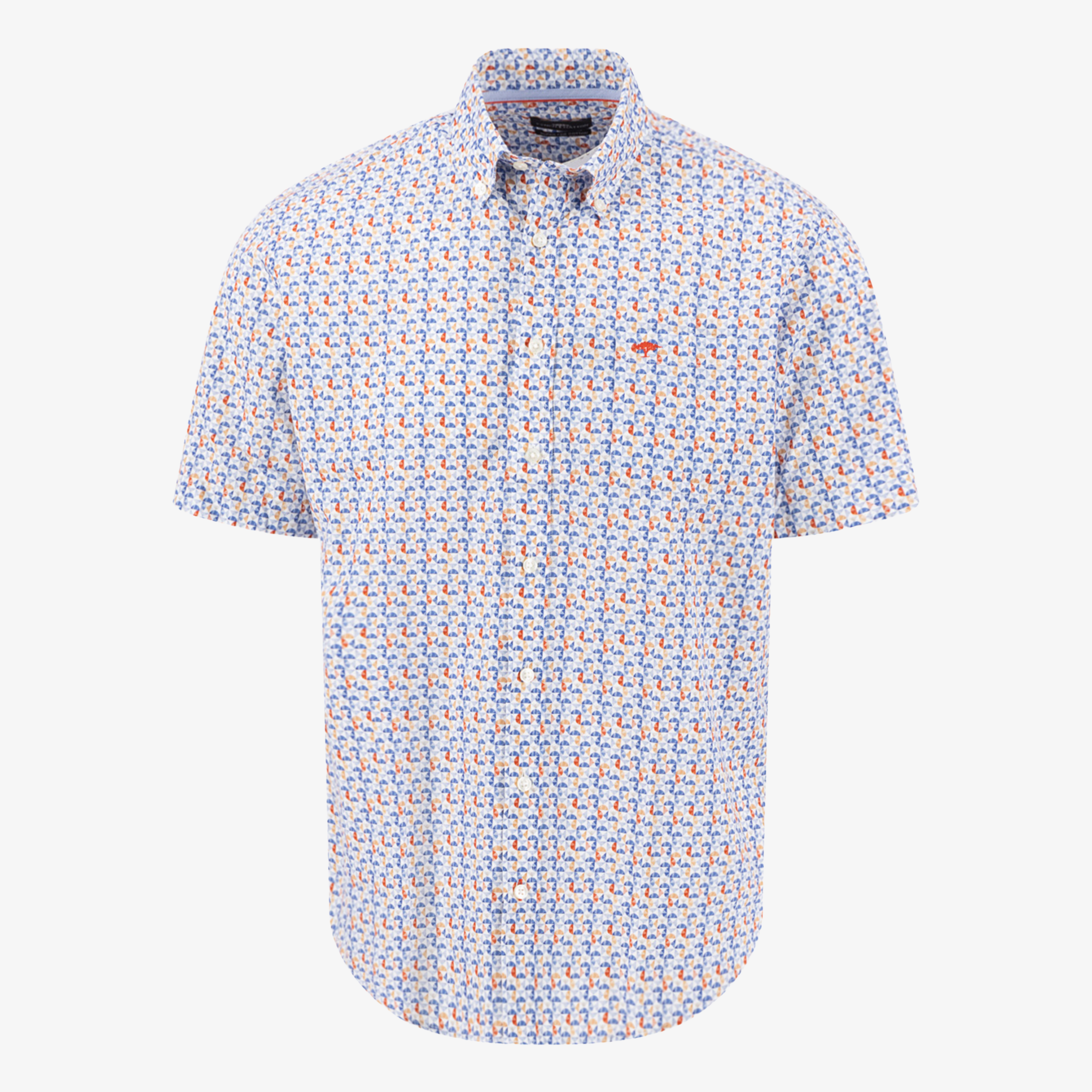 Fynch-Hatton Short Sleeve Retro Print Shirt - Spicy Red