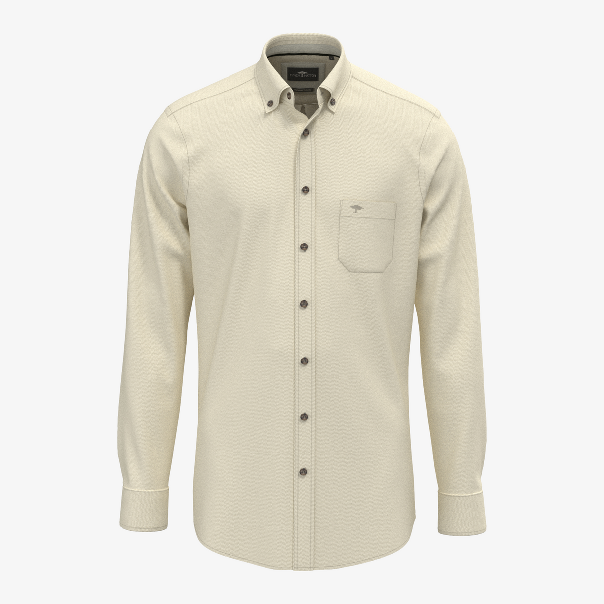 Fynch-Hatton Cotton Herringbone Shirt - Beige