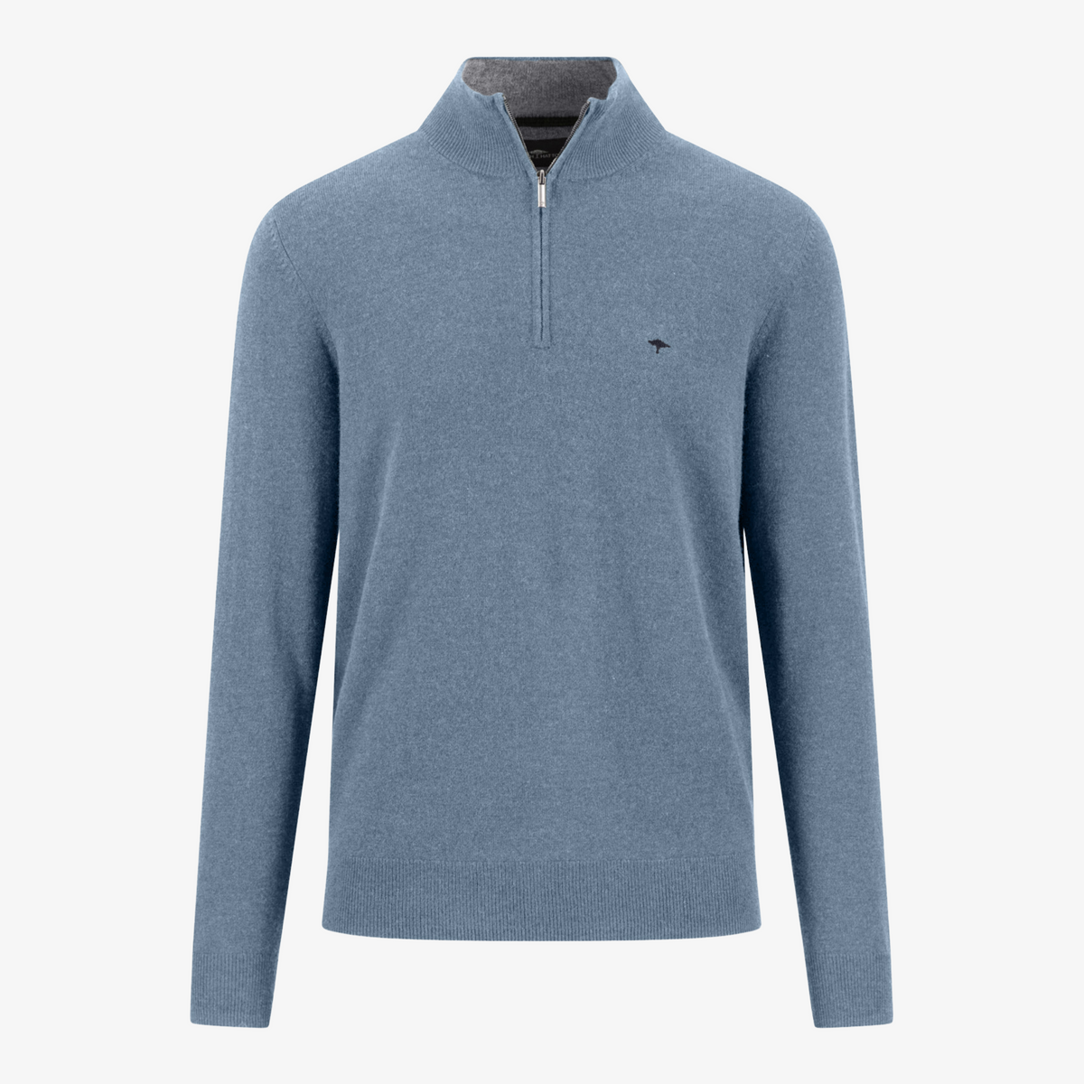 Fynch-Hatton Half Zip Merino-Cashmere Jumper - Blue