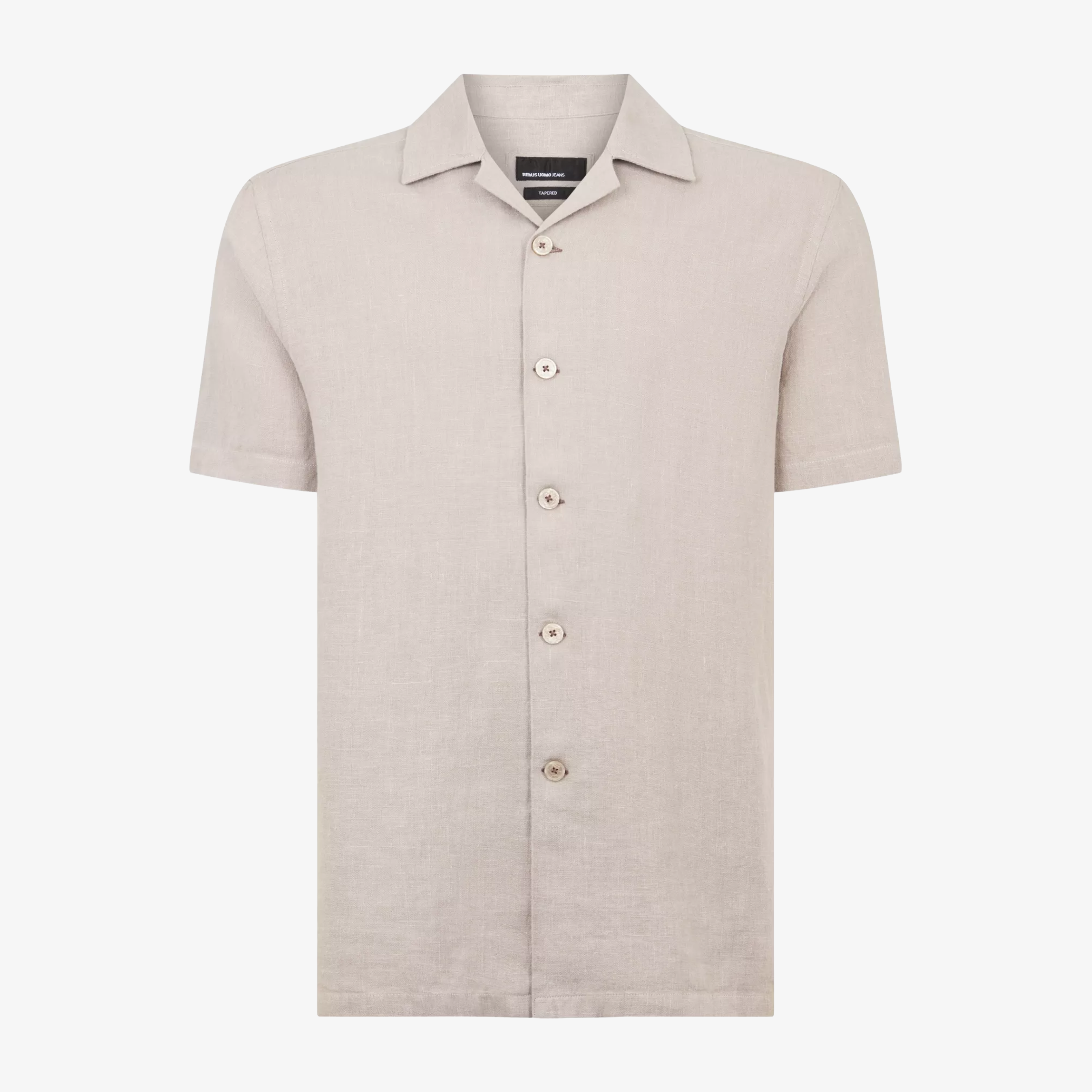 Remus Tapered Fit Short Sleeve Linen Shirt - Light Grey