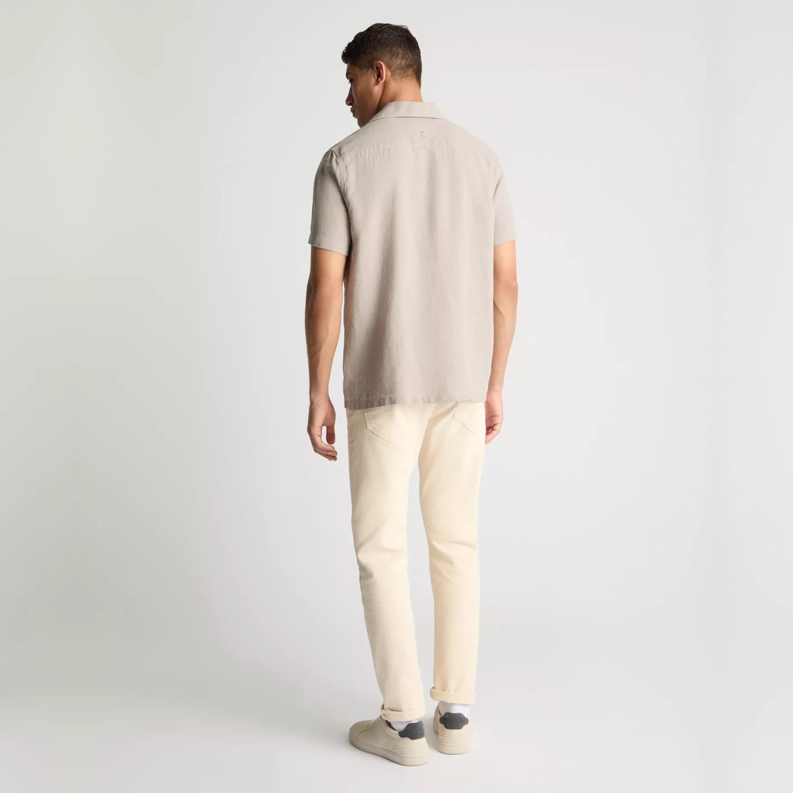 Remus Tapered Fit Short Sleeve Linen Shirt - Light Grey