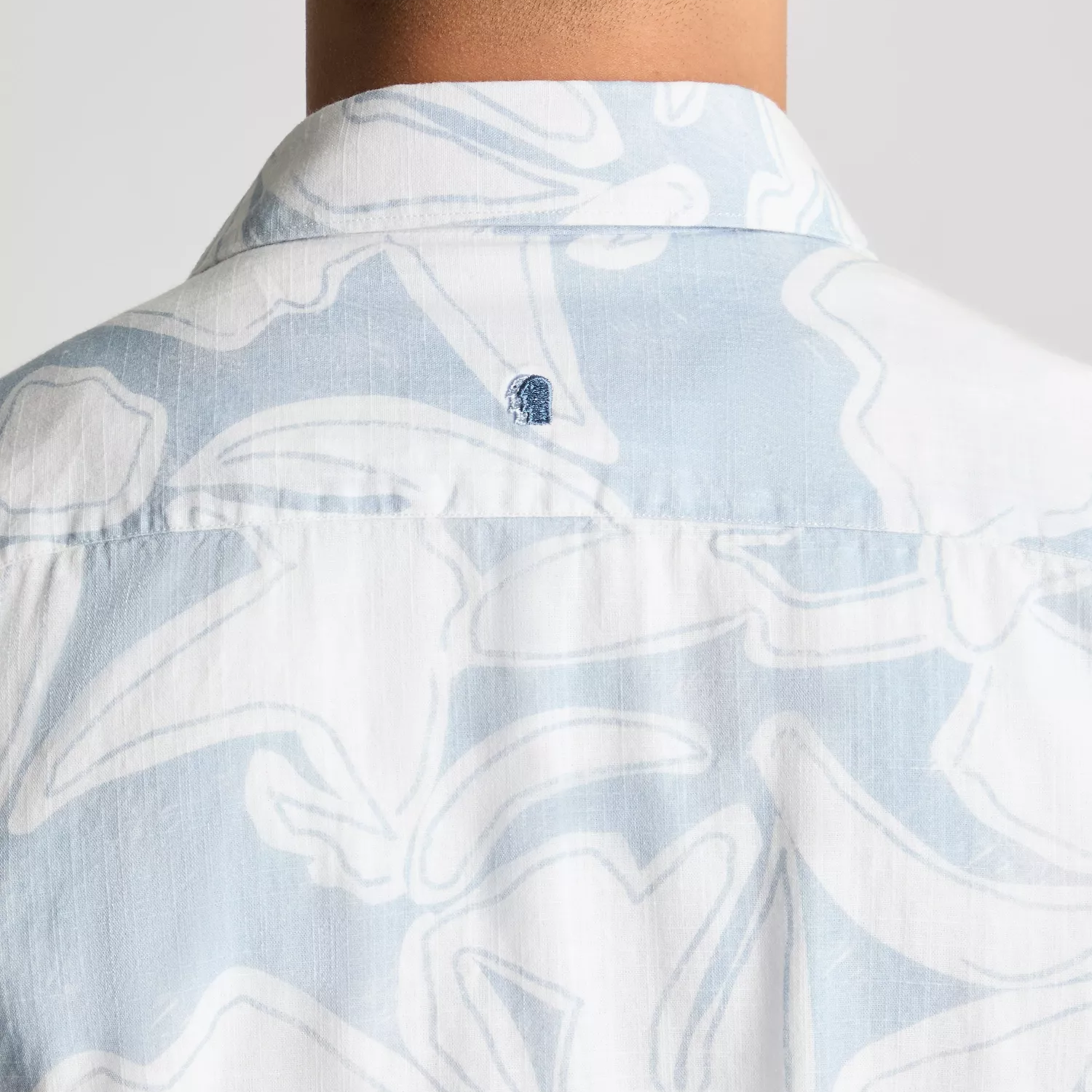 Remus Tapered Fit Short Sleeve Abstract Floral Print Shirt - Light Blue