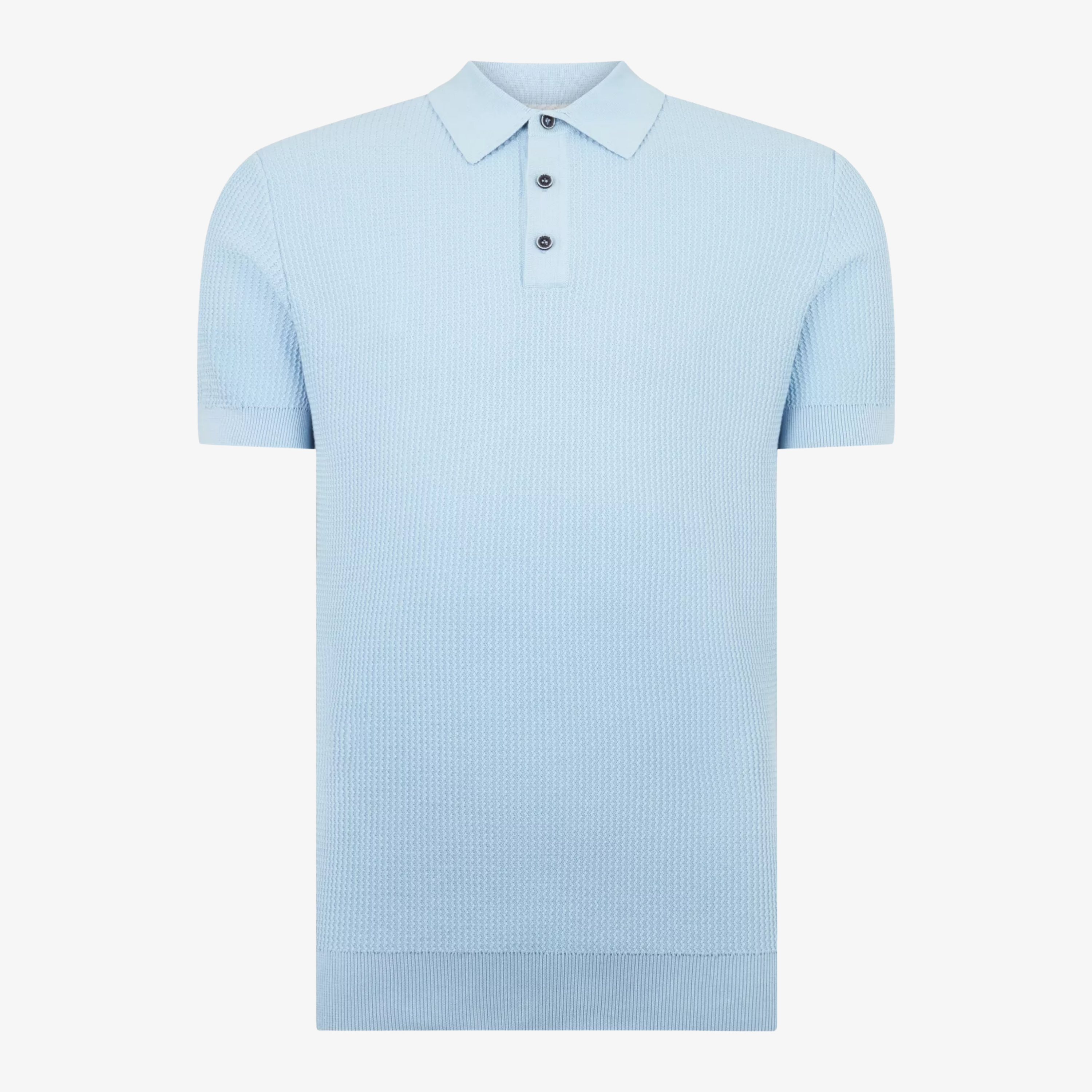 Remus Knitted Short Sleeve Polo Shirt - Light Blue