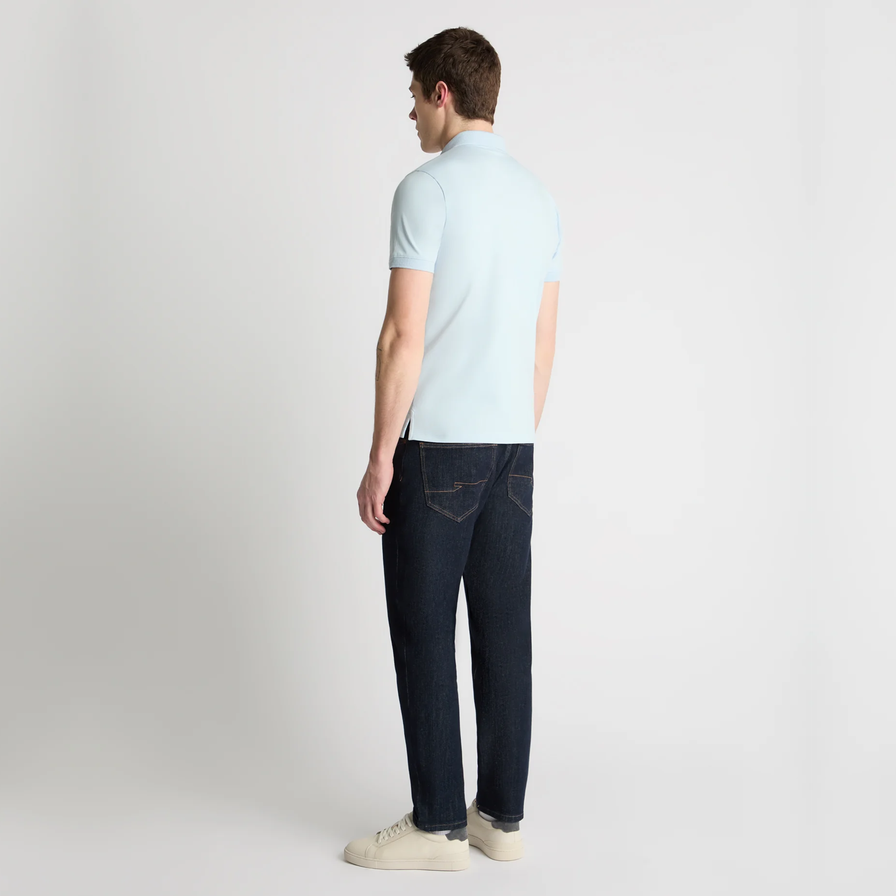 Remus Tapered Fit Cotton Stretch Polo Shirt- Light Blue