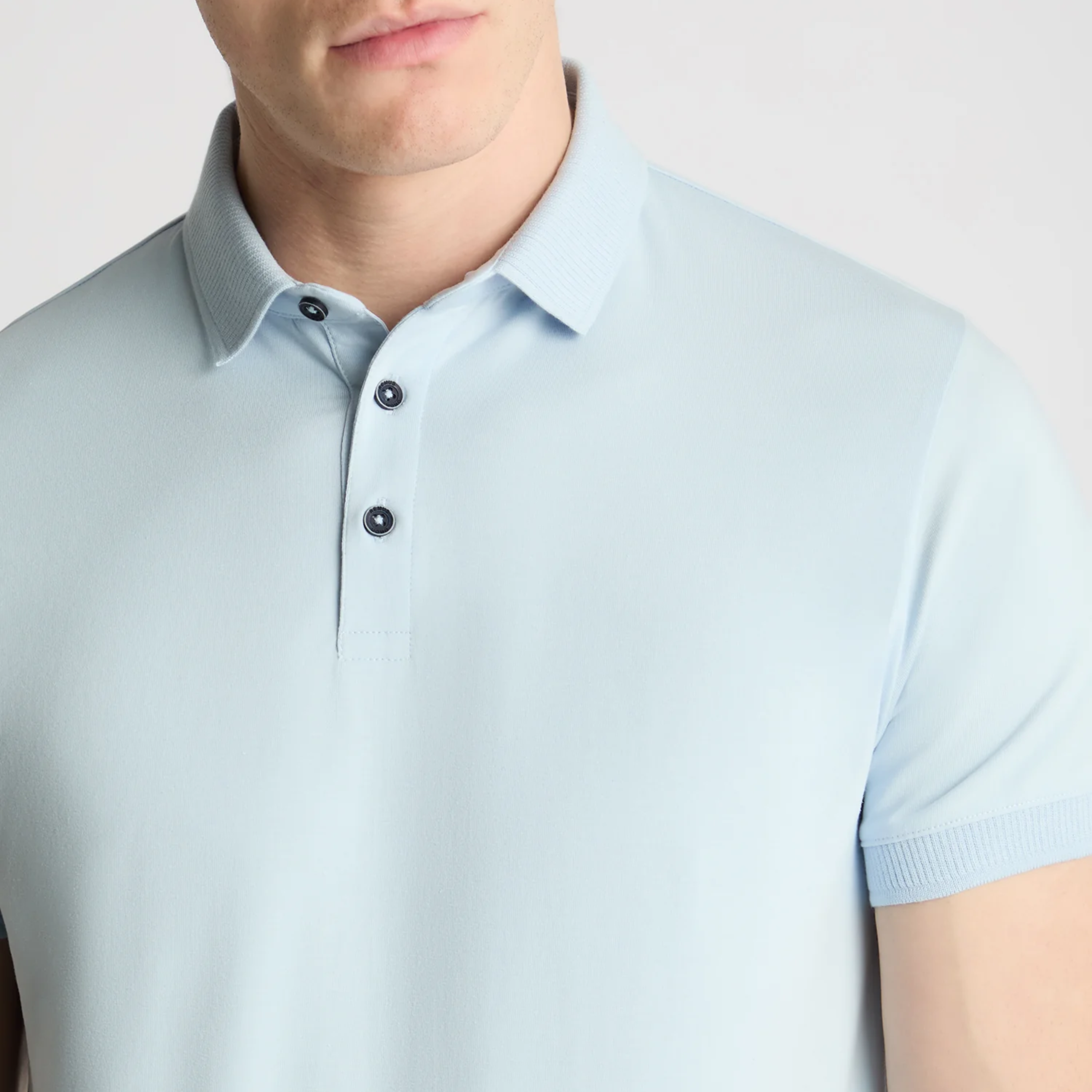 Remus Tapered Fit Cotton Stretch Polo Shirt- Light Blue