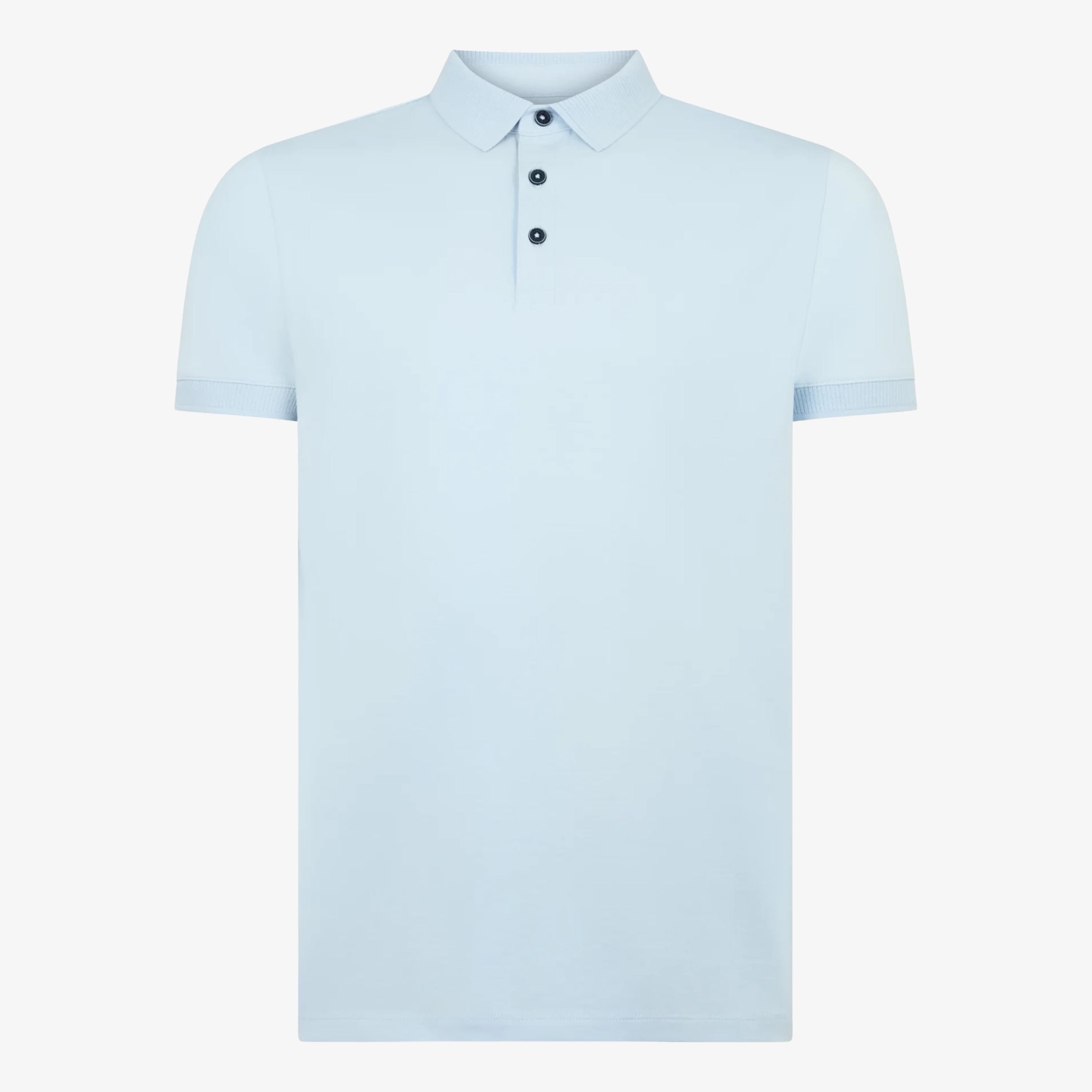 Remus Tapered Fit Cotton Stretch Polo Shirt- Light Blue