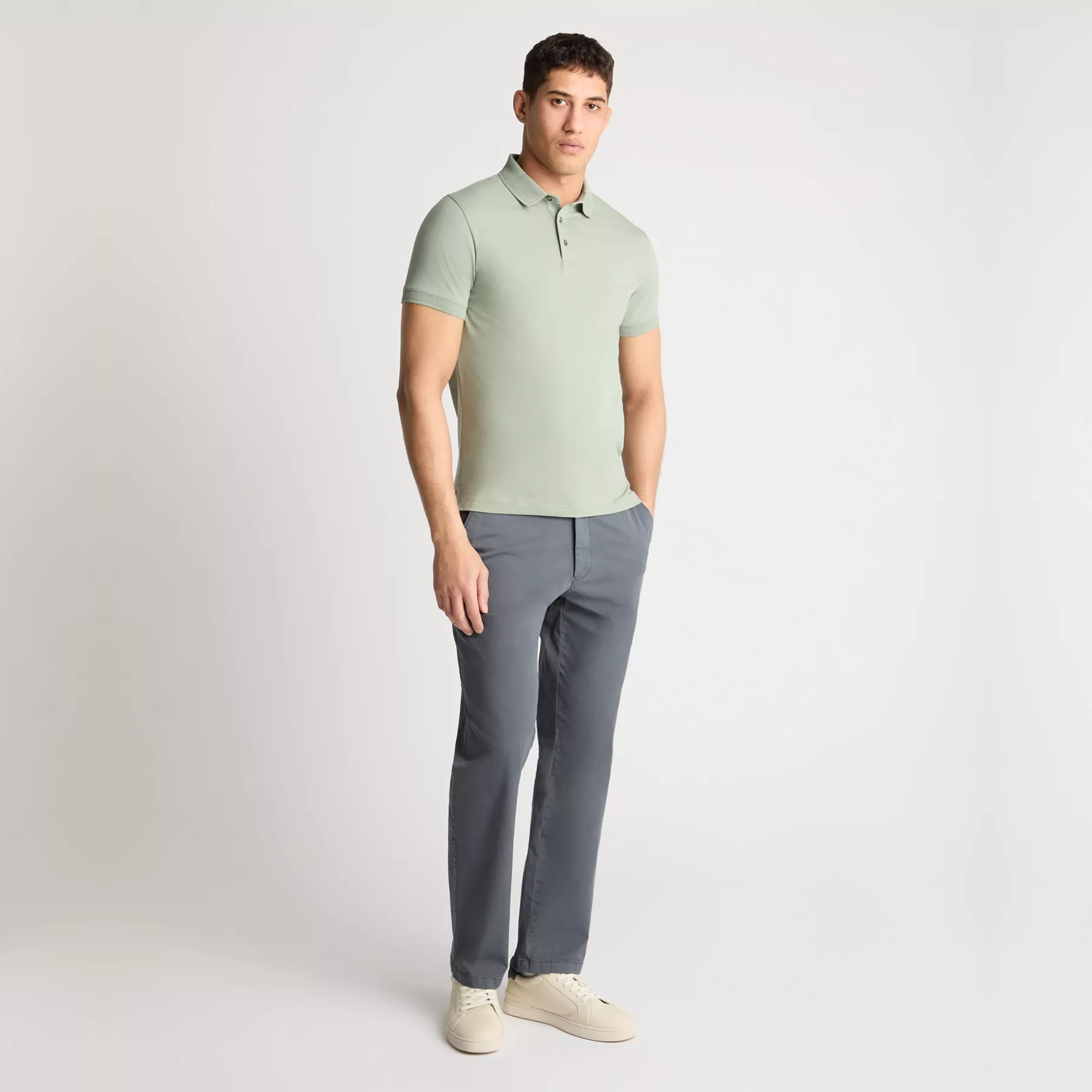 Remus Tapered Fit Cotton Stretch Polo Shirt - Olive Green