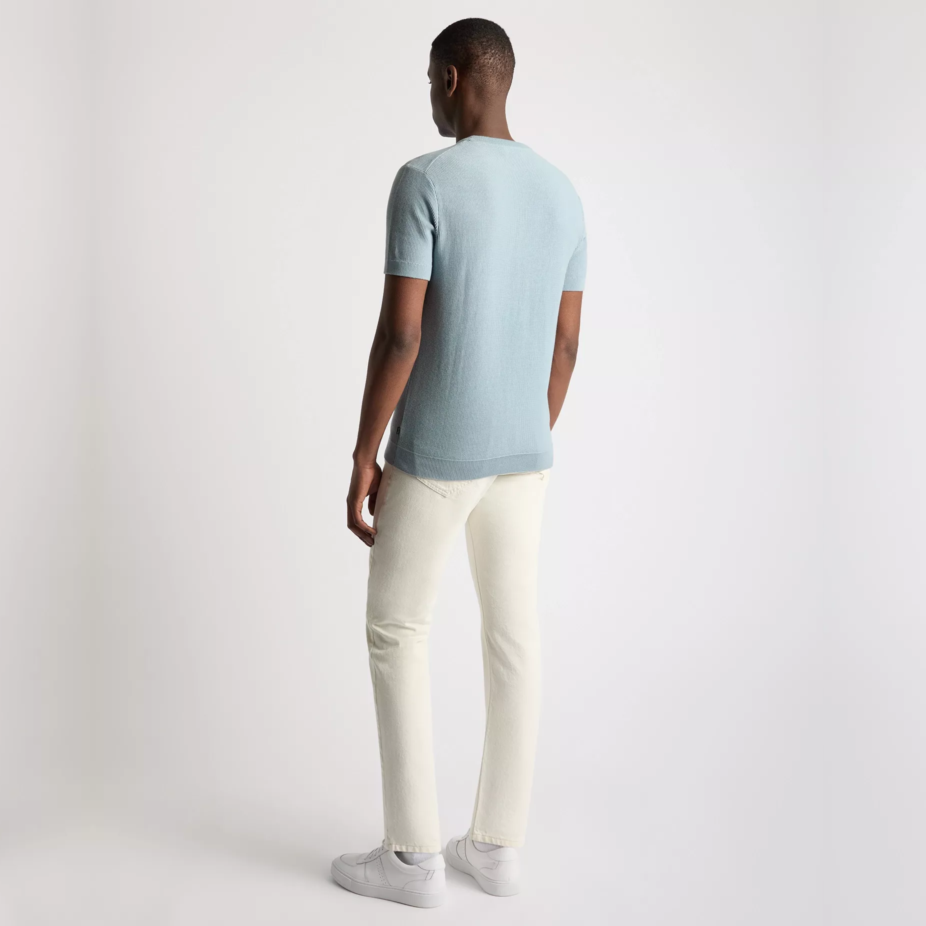 Remus Knitted Crew Neck T Shirt - Light Blue
