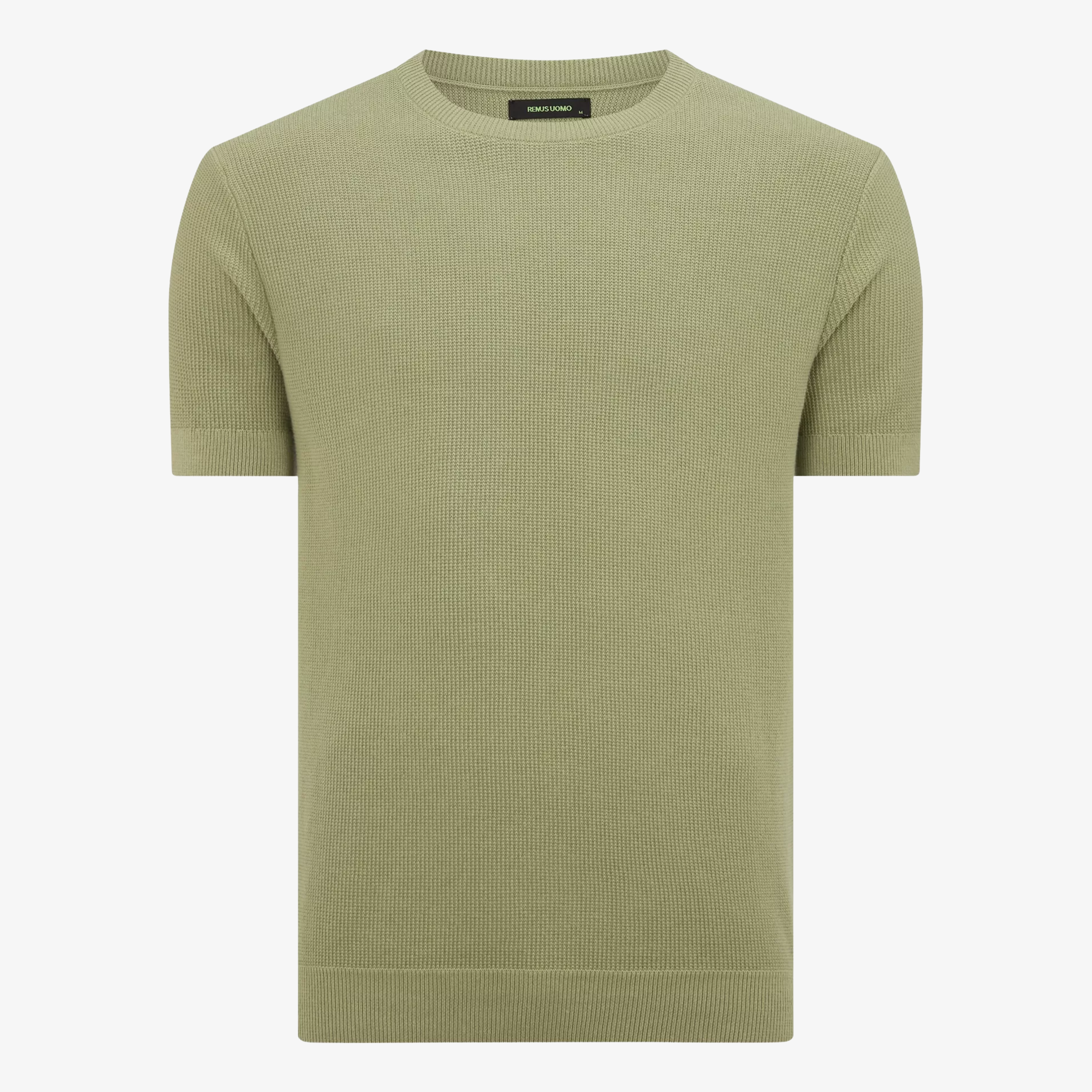 Remus Knitted Crew Neck T Shirt - Light Green
