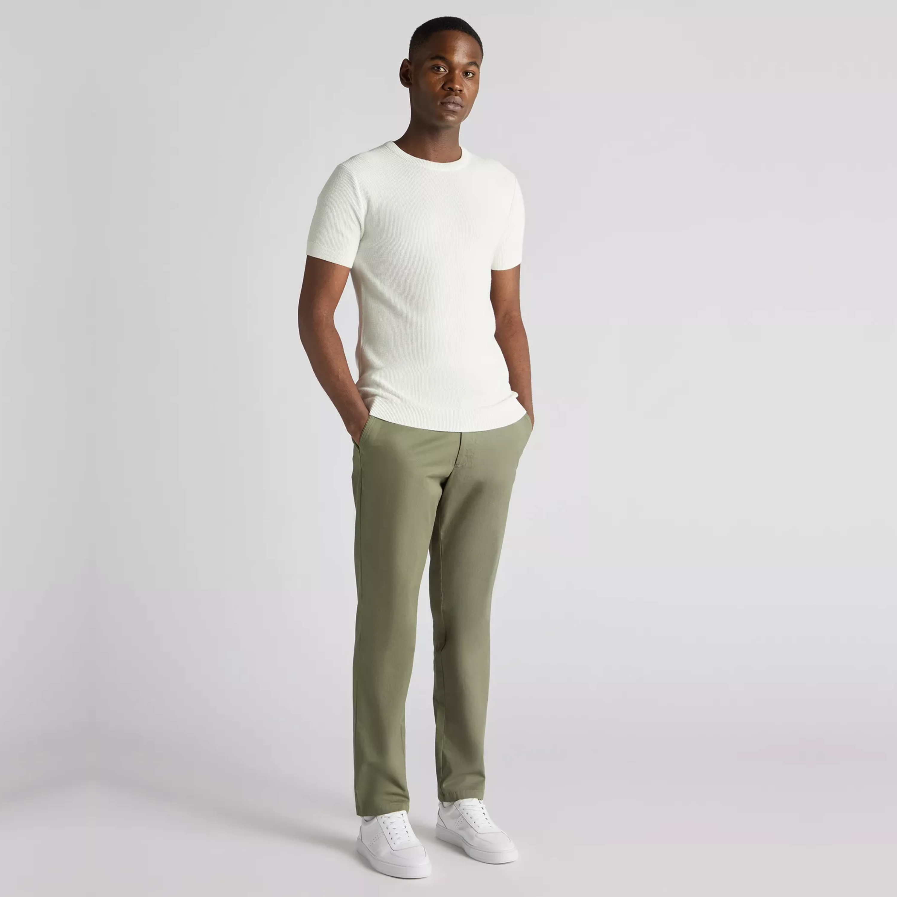 Remus Knitted Crew Neck T Shirt - White