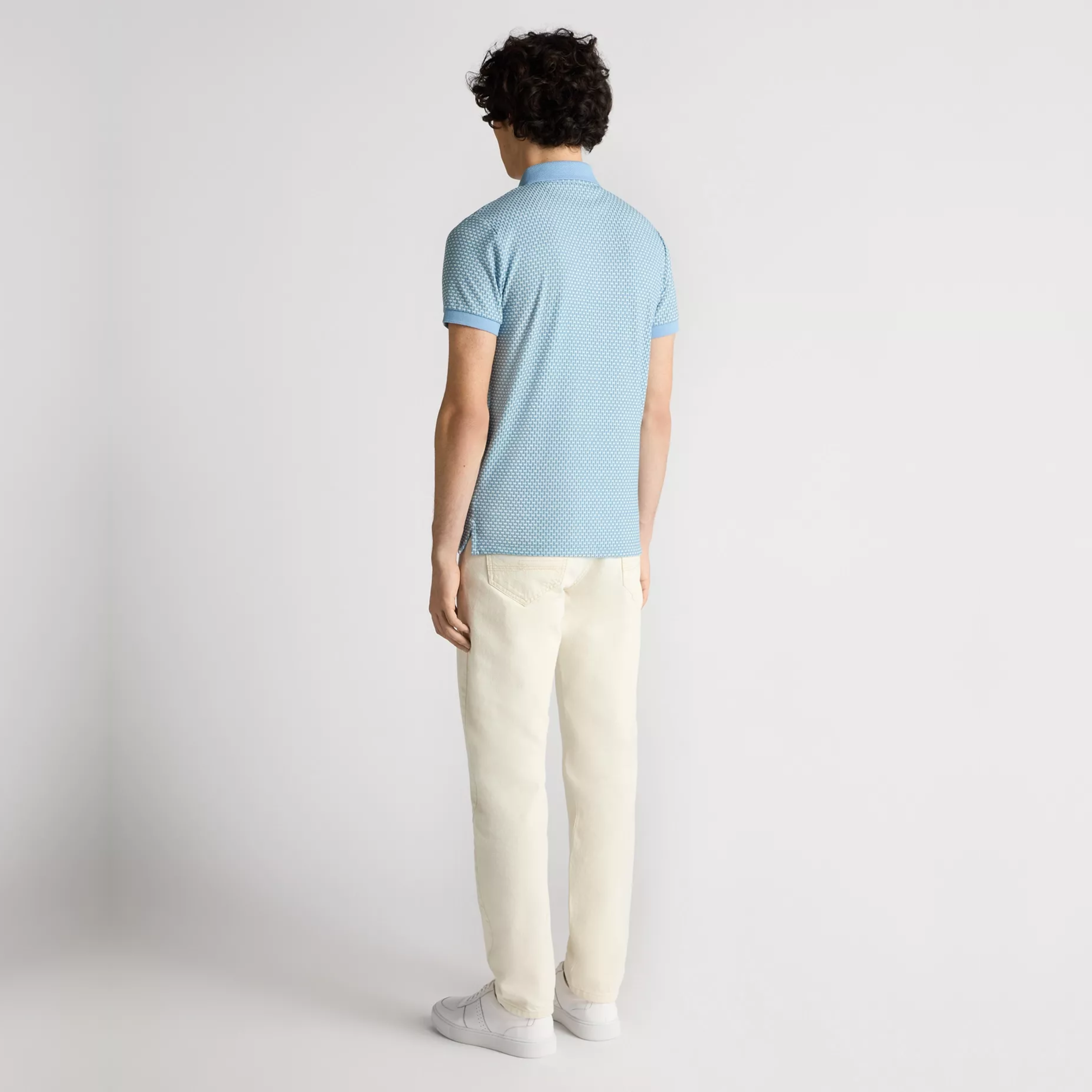 Remus Basket Weave Short Sleeve Polo Shirt - Blue