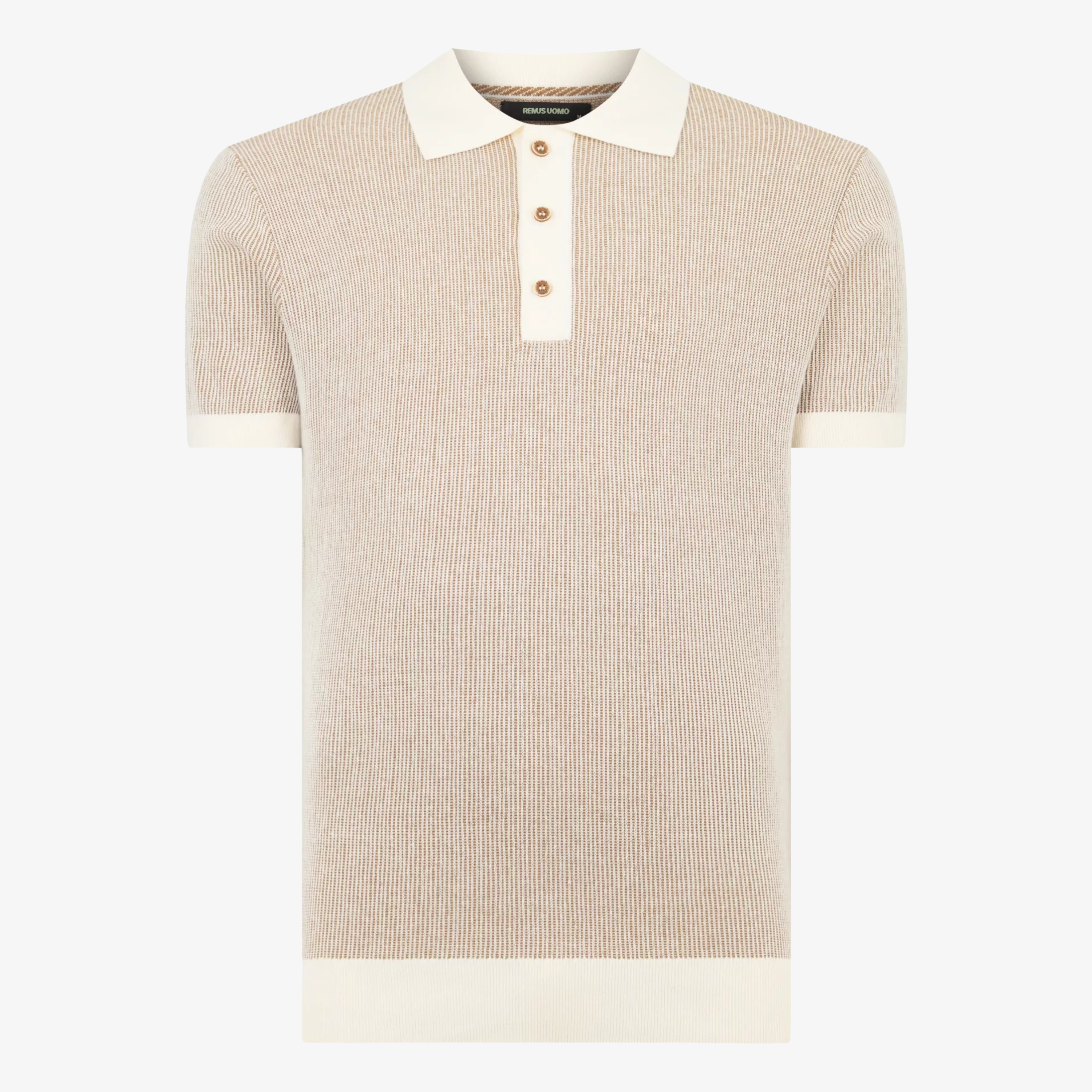 Remus Textured Knit Polo Shirt - Beige
