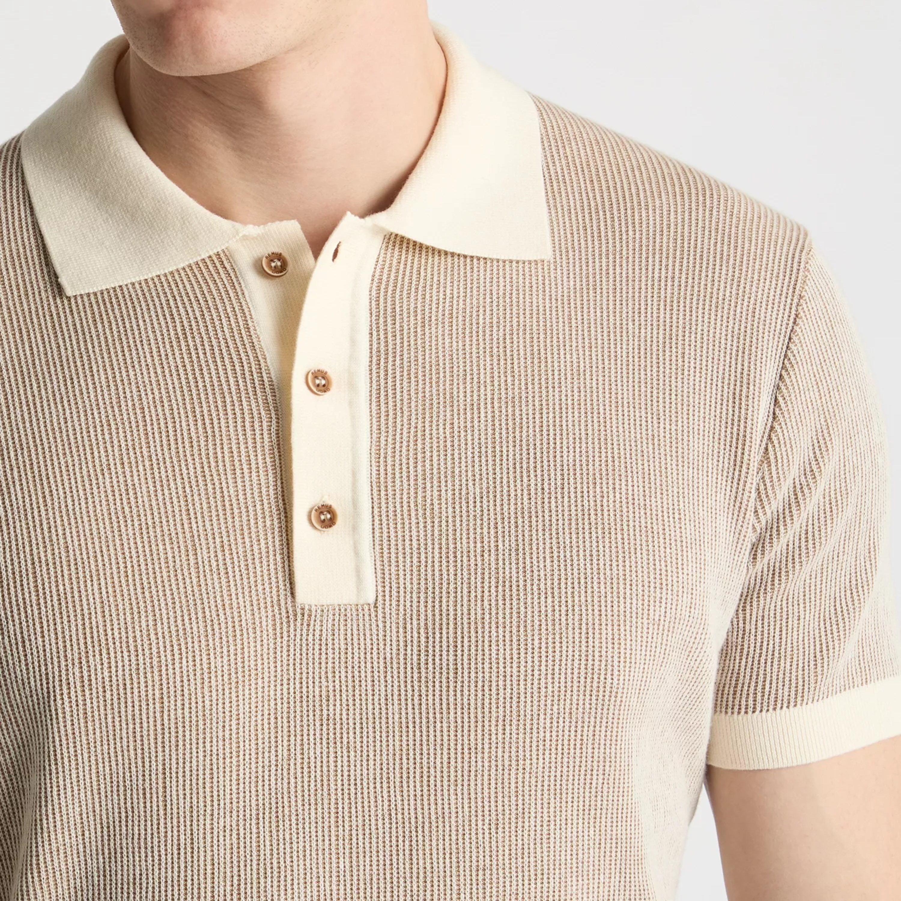 Remus Textured Knit Polo Shirt - Beige