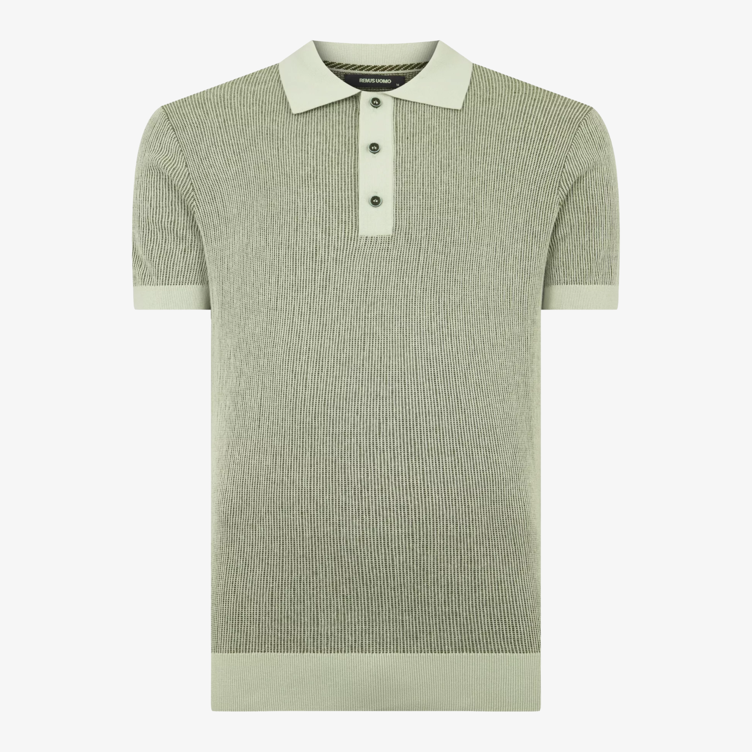 Remus Textured Knit Polo Shirt - Green