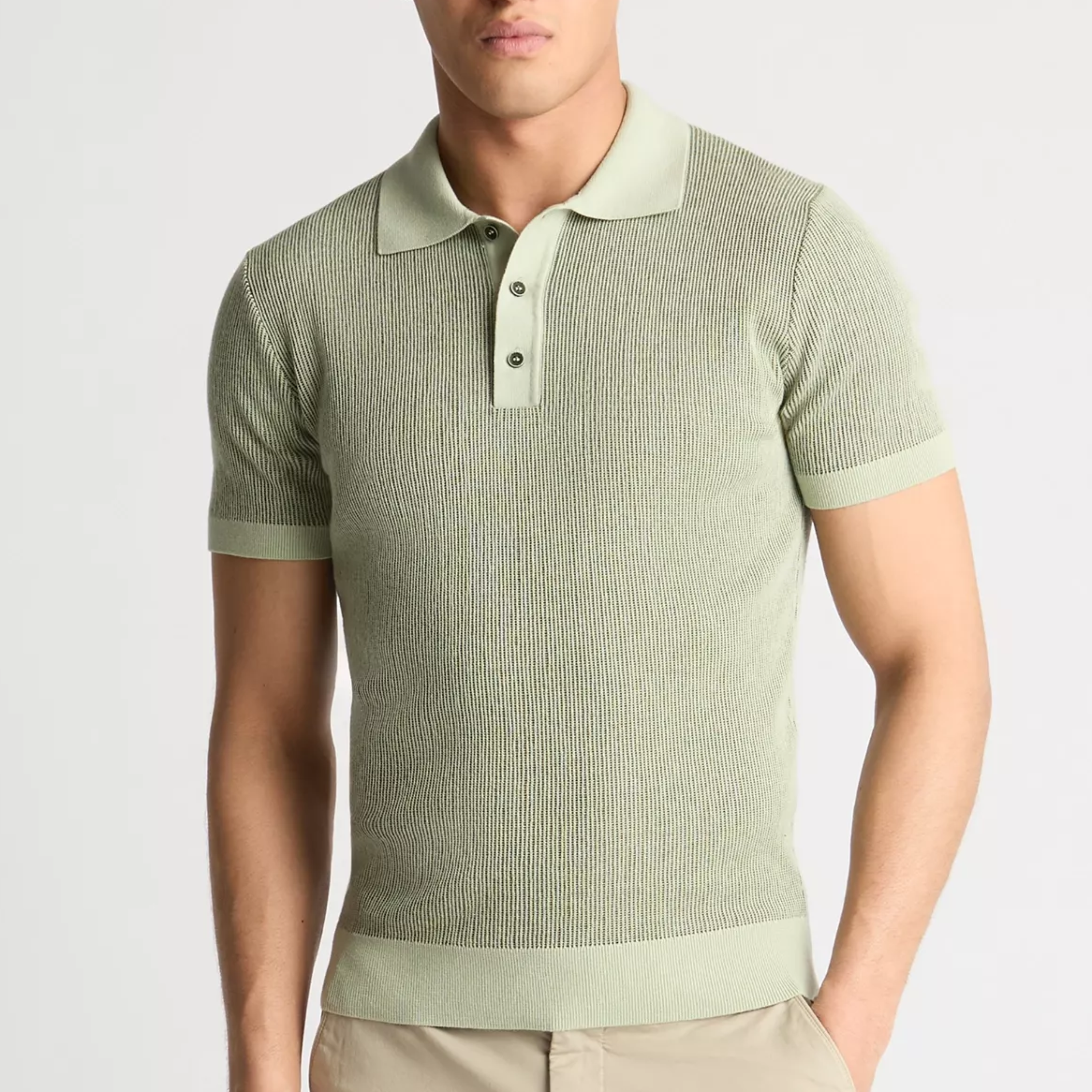 Remus Textured Knit Polo Shirt - Green