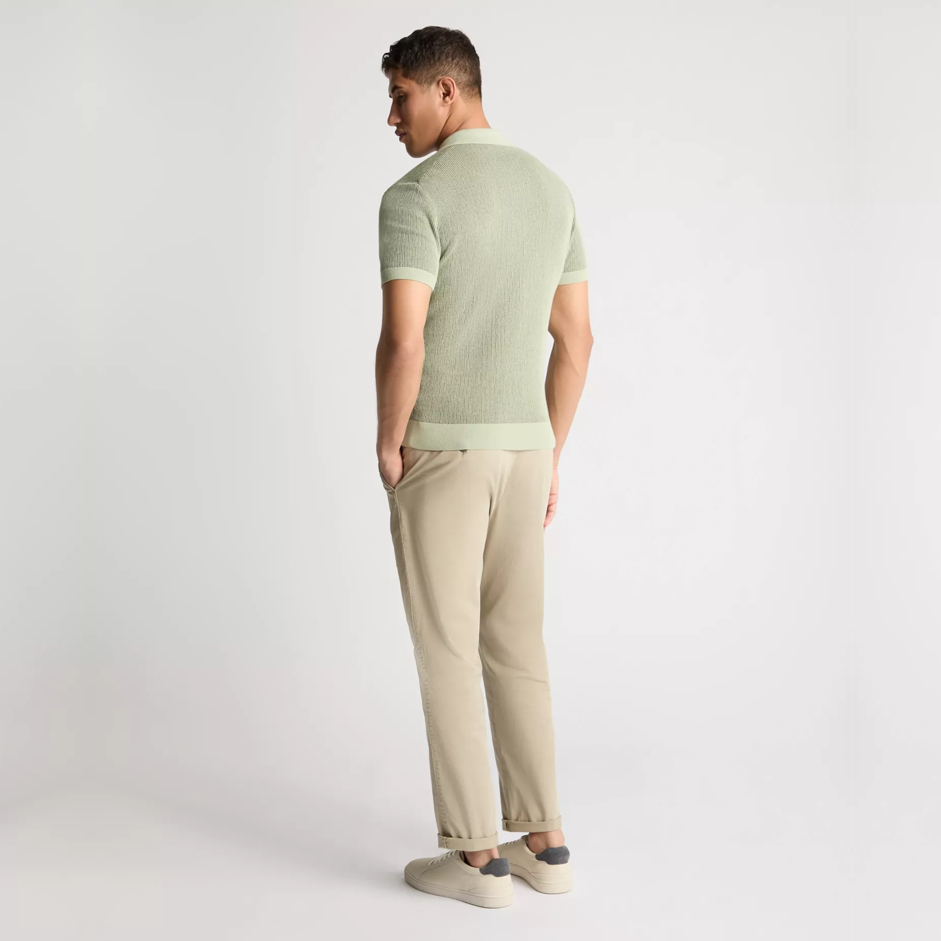 Remus Textured Knit Polo Shirt - Green