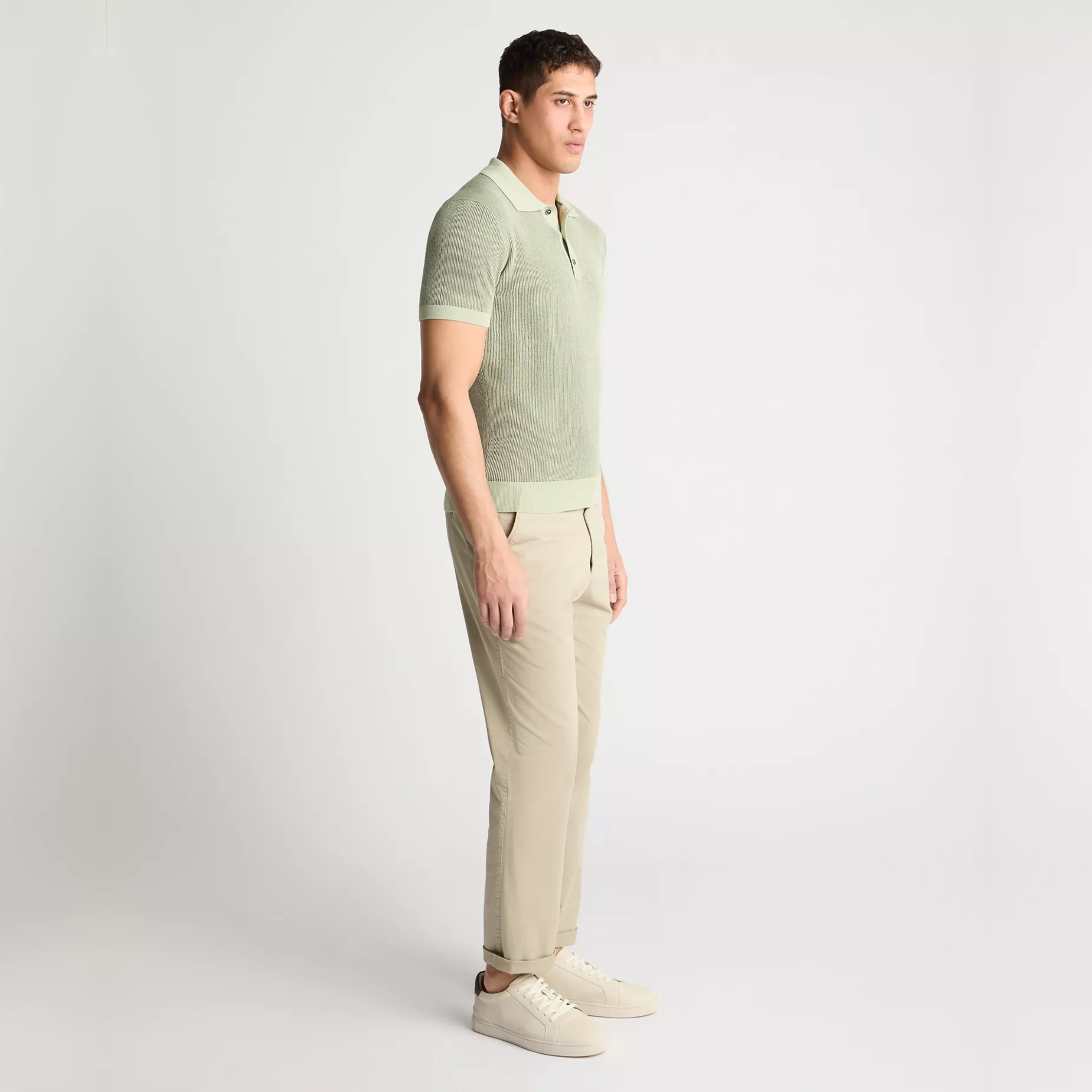 Remus Textured Knit Polo Shirt - Green