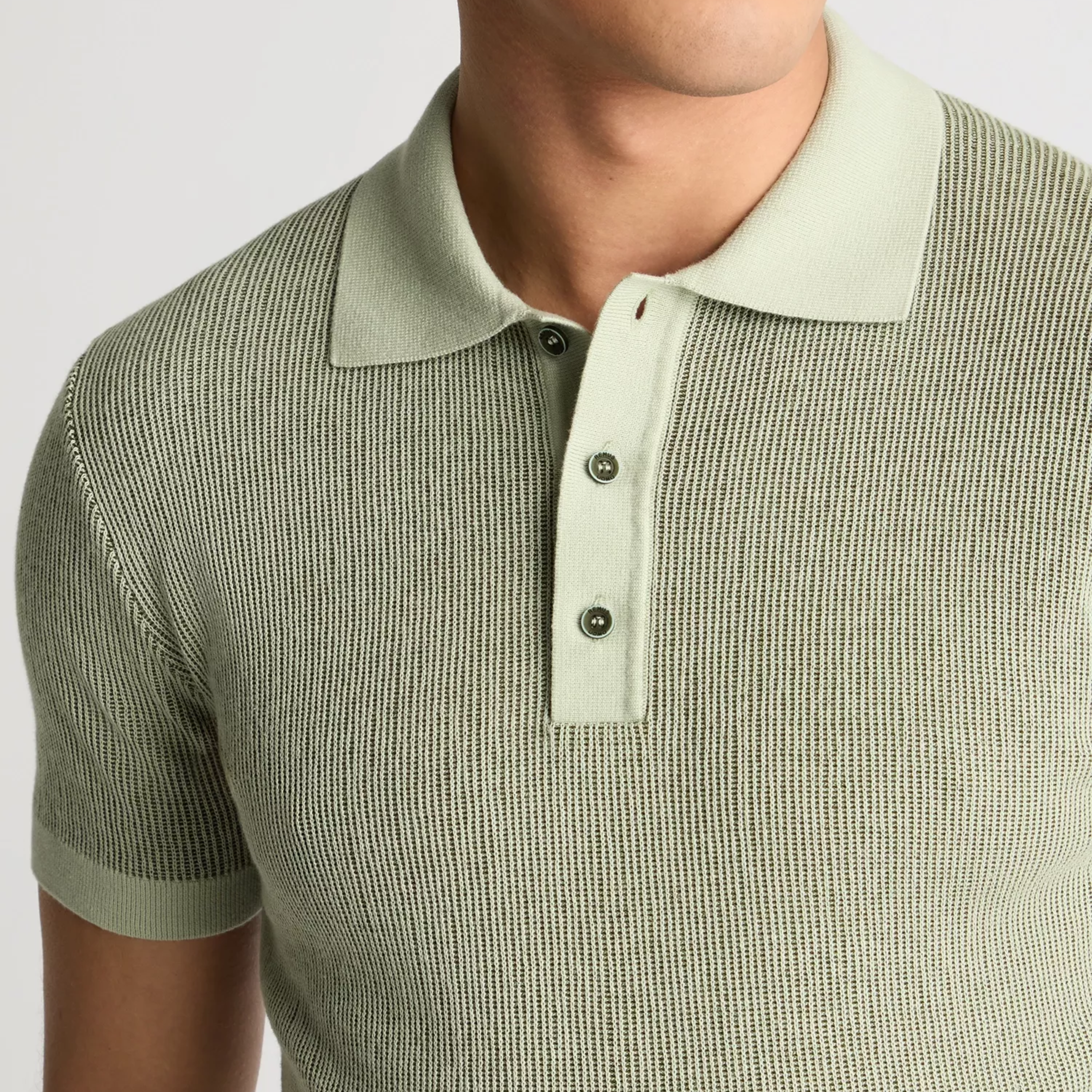 Remus Textured Knit Polo Shirt - Green