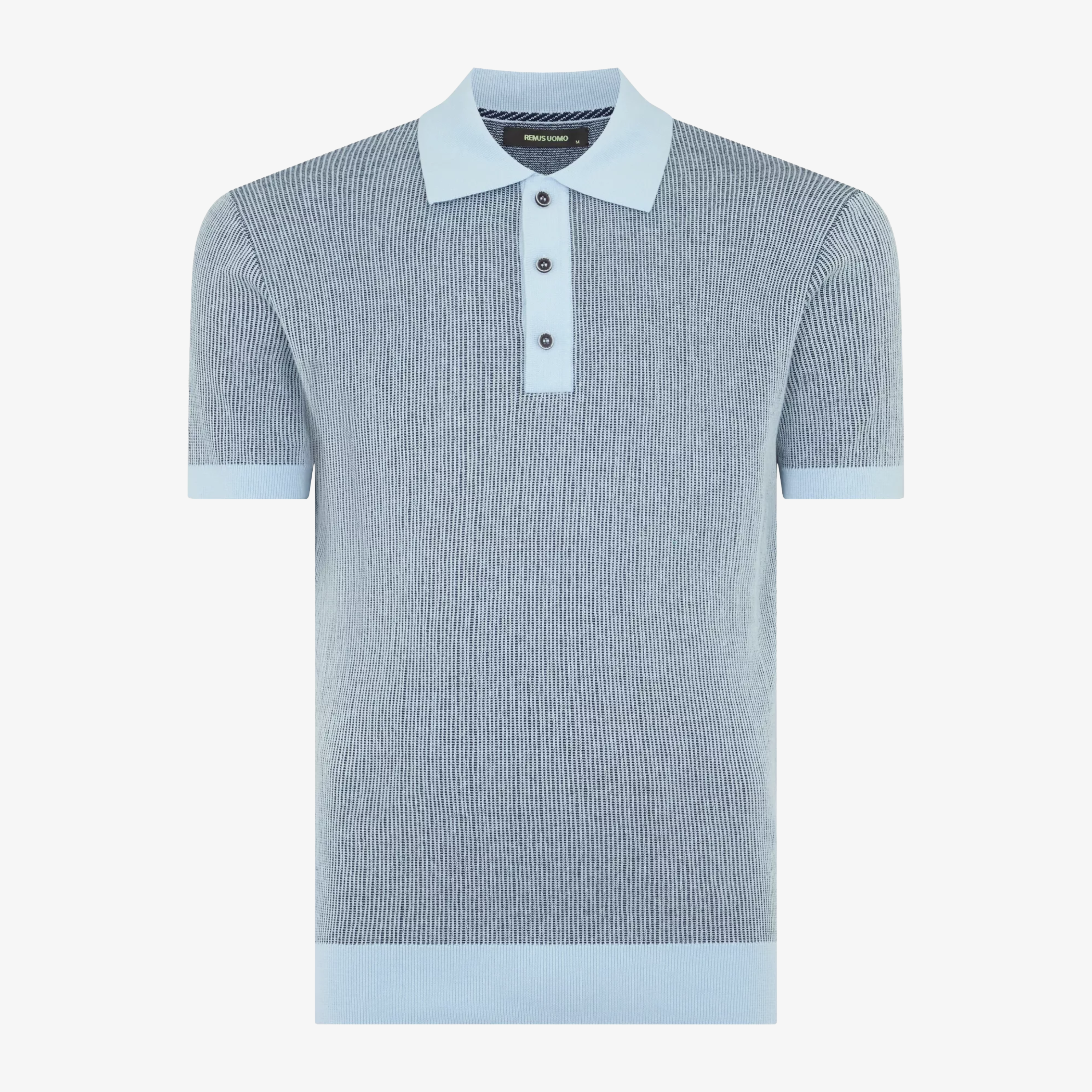 Remus Textured Knit Polo Shirt - Light Blue