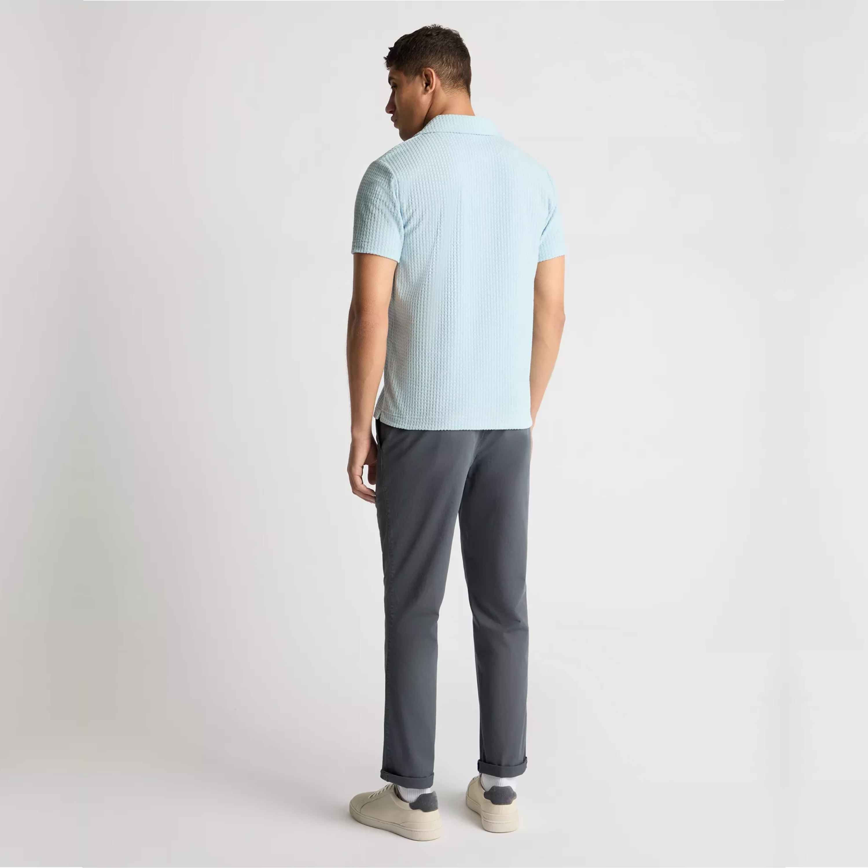 Remus Open Collar Terry Polo Shirt - Light Blue