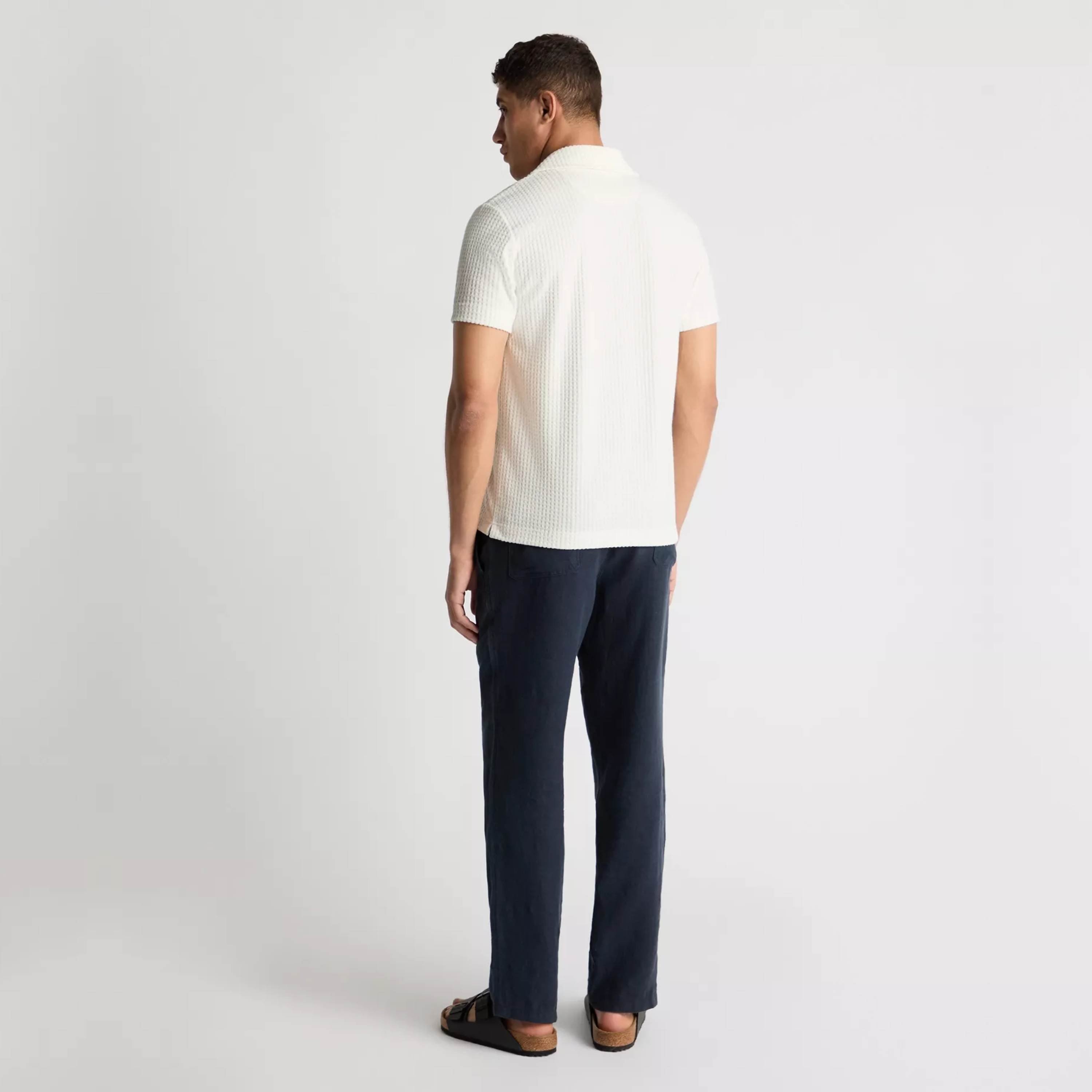 Remus Open Collar Terry Polo Shirt - White