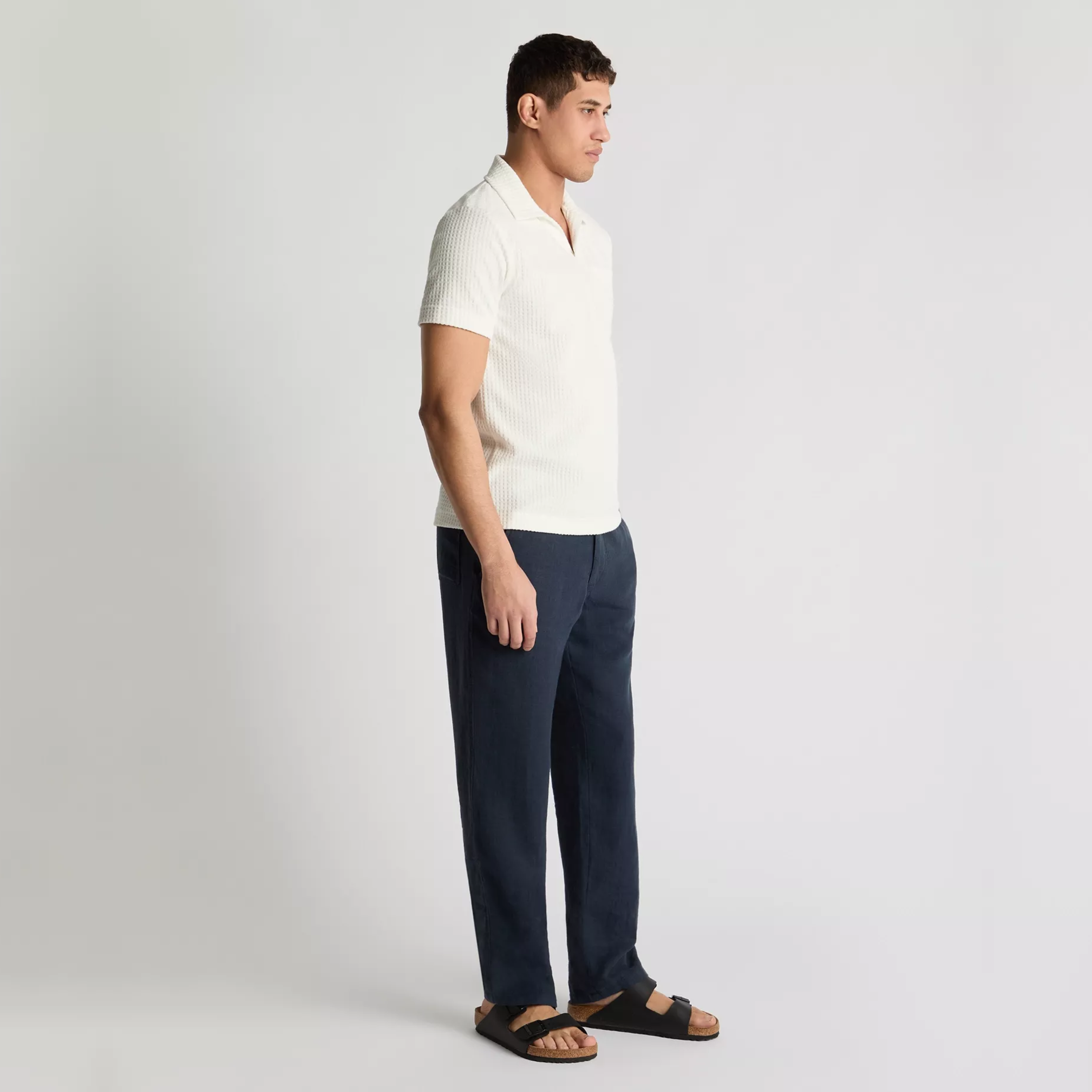 Remus Open Collar Terry Polo Shirt - White