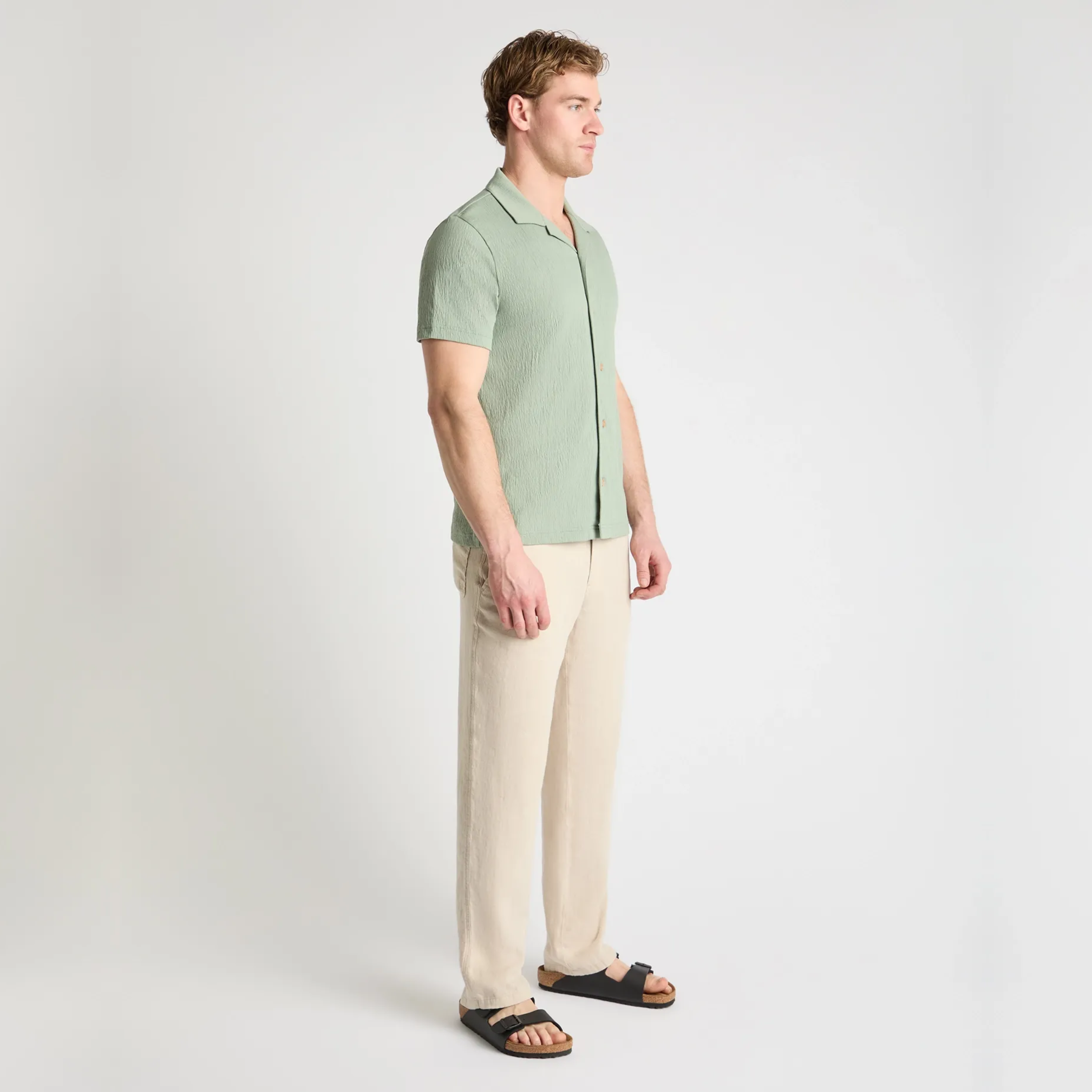 Remus Cuban Collar Jersey Shirt - Olive Green
