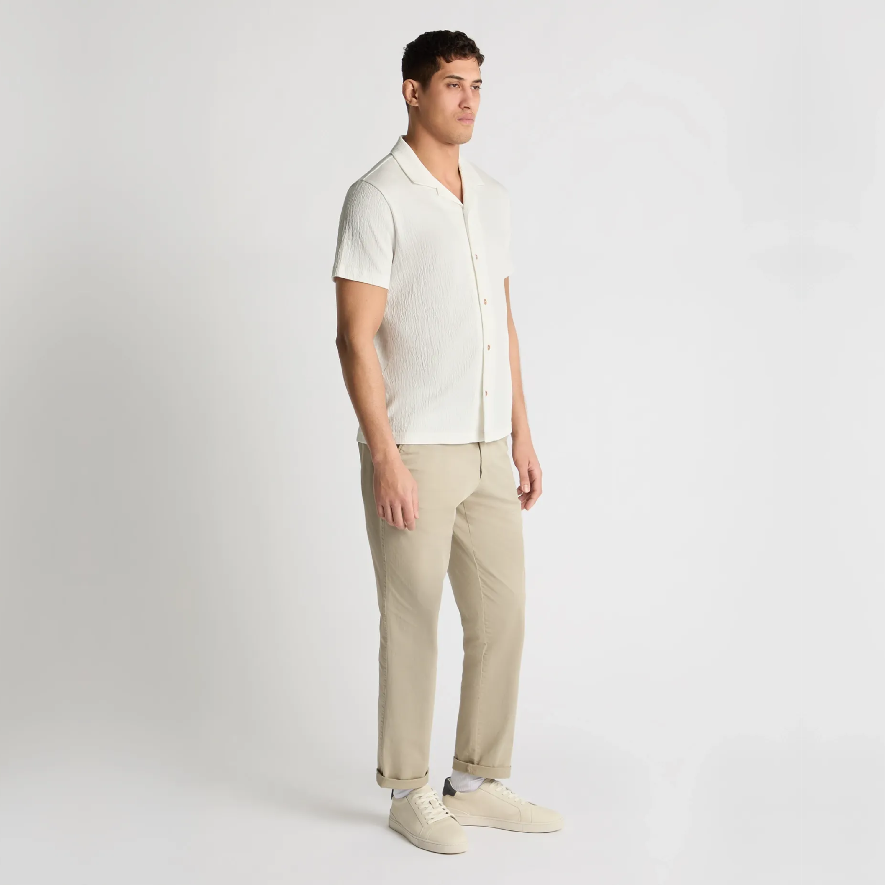 Remus Cuban Collar Jersey Shirt - White