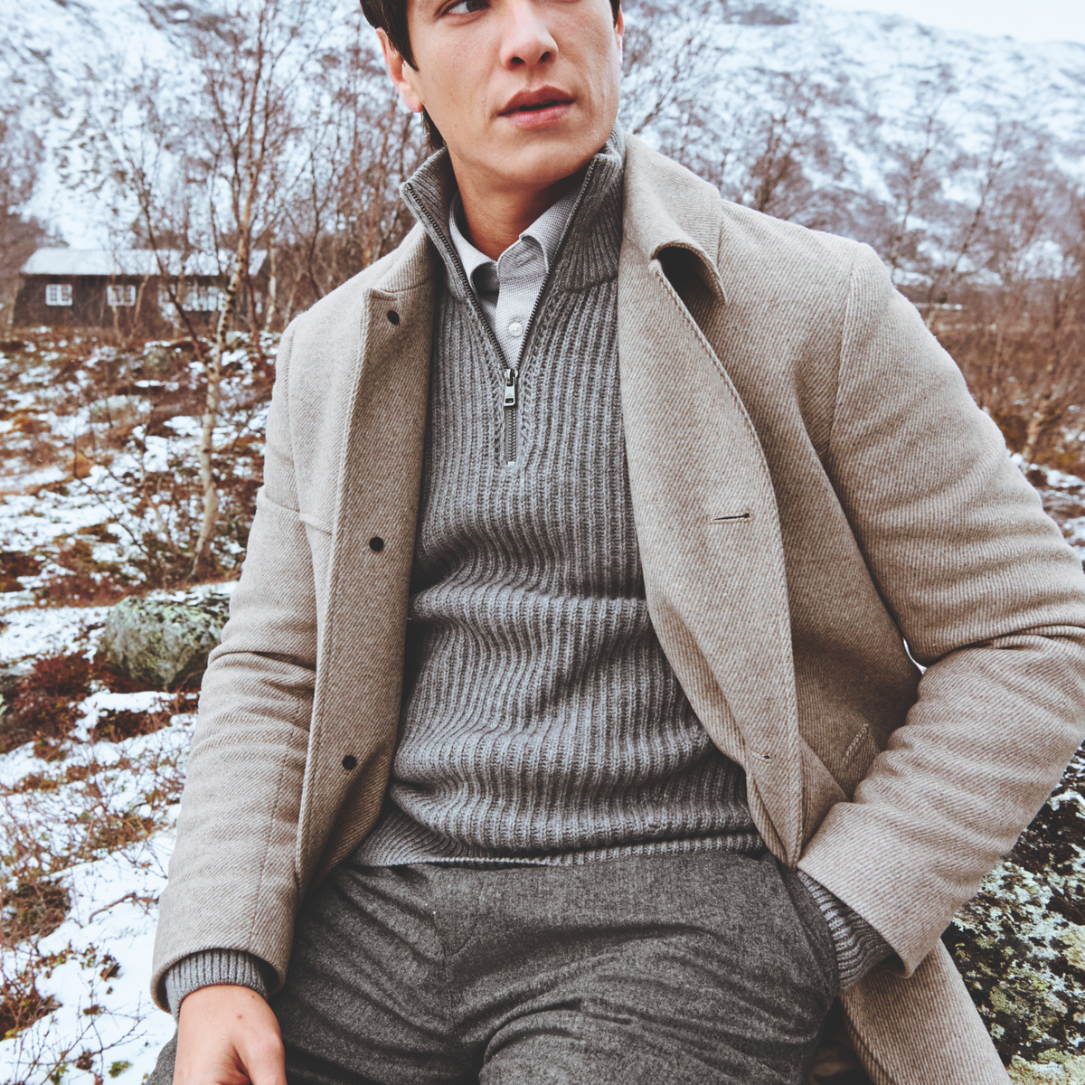 Roy Robson Chunky Rib Knitted Half Zip Jumper - Grey