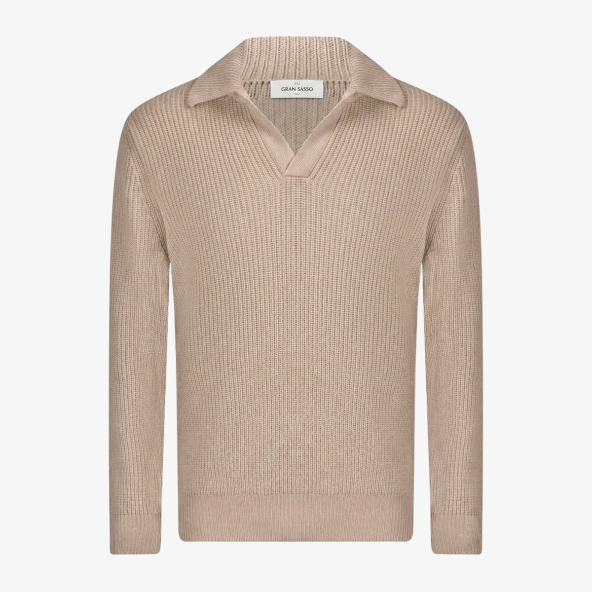 Gran Sasso Open Collar Polo Knitted Jumper - Beige