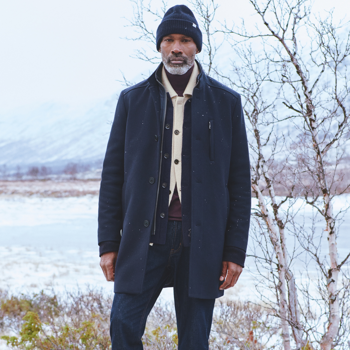 Roy Robson Mantel Quilted Overcoat - Dark Blue