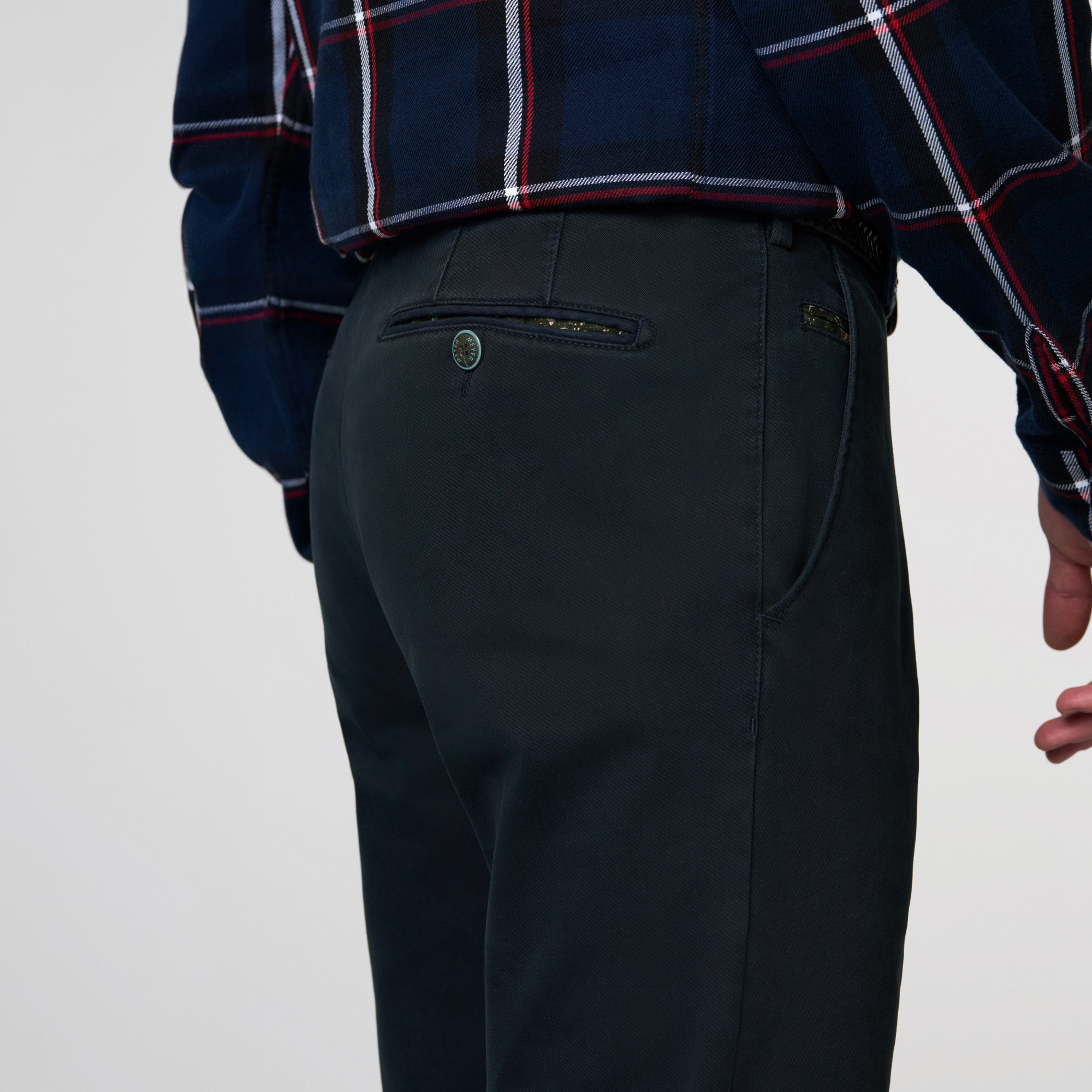 Meyer Bonn Modern Fit Fine Micro Chinos - Navy