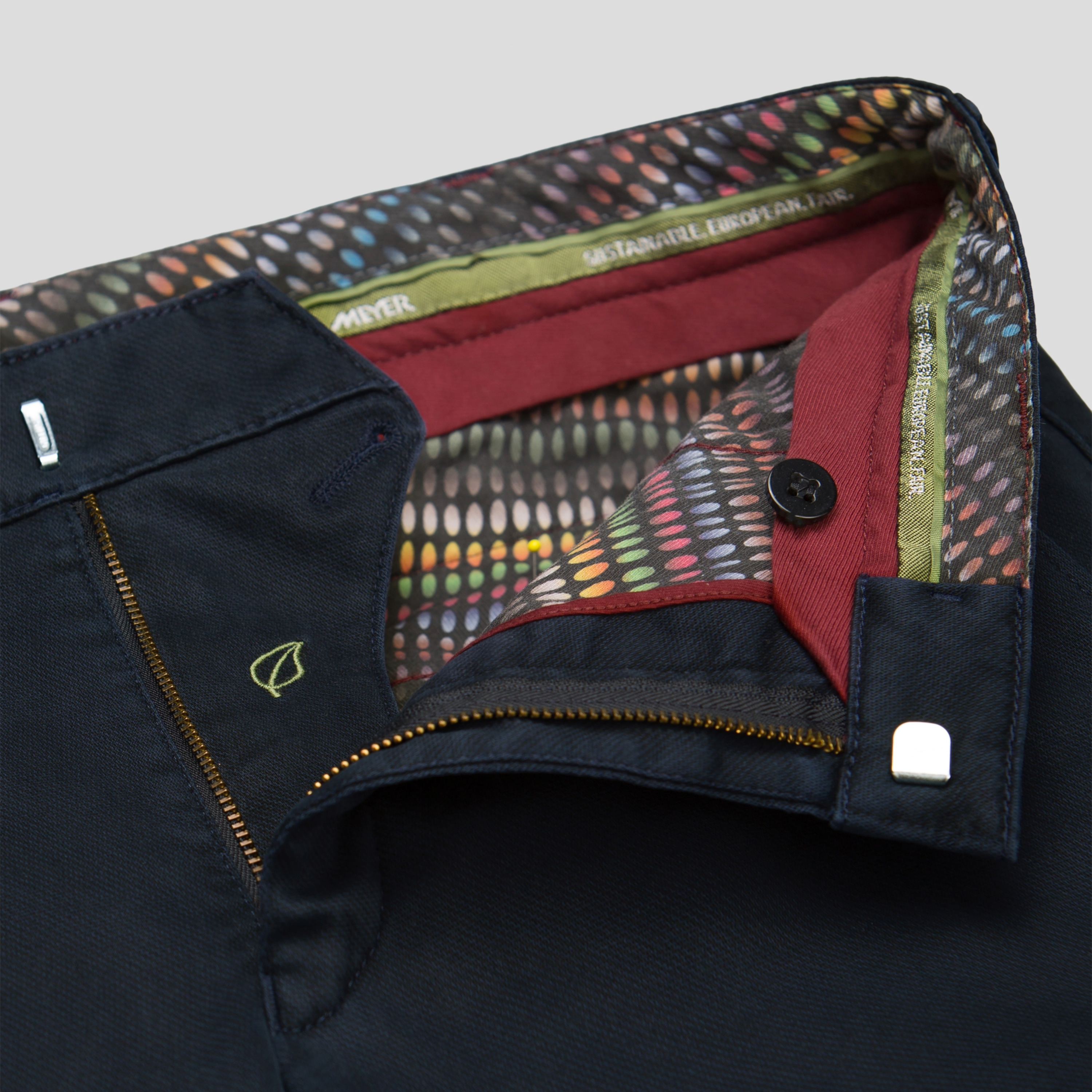 Meyer Bonn Modern Fit Fine Micro Chinos - Navy
