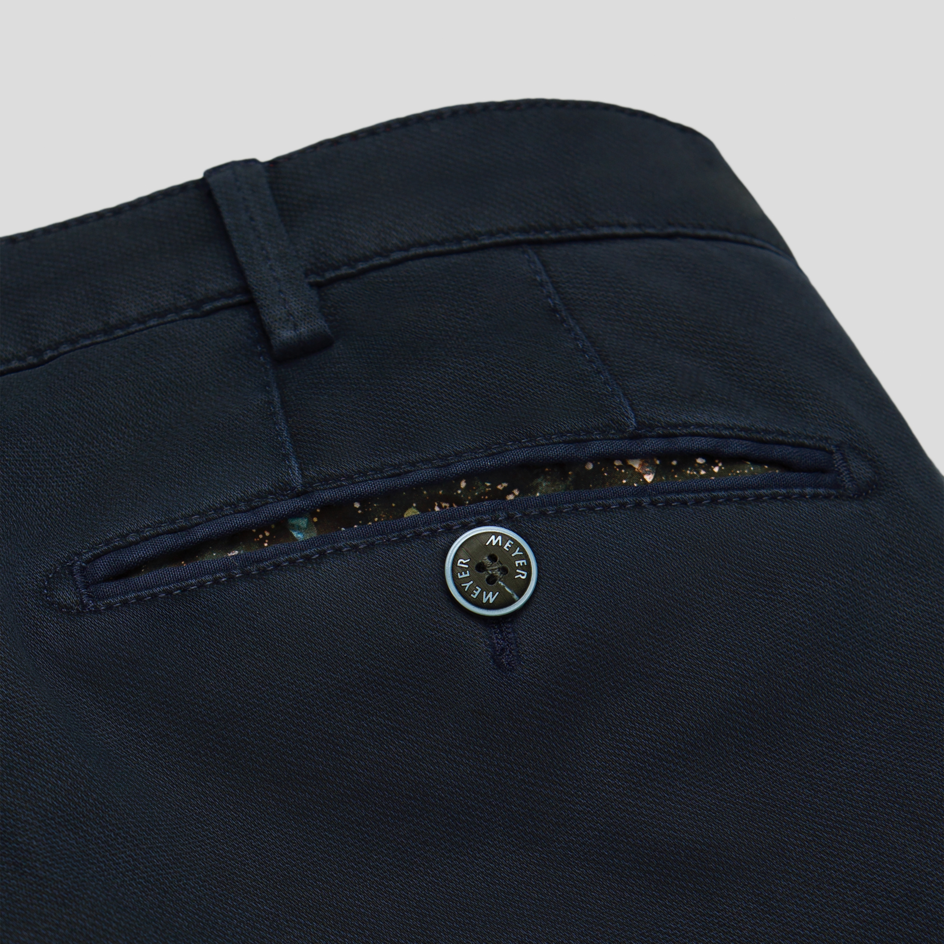 Meyer Bonn Modern Fit Fine Micro Chinos - Navy
