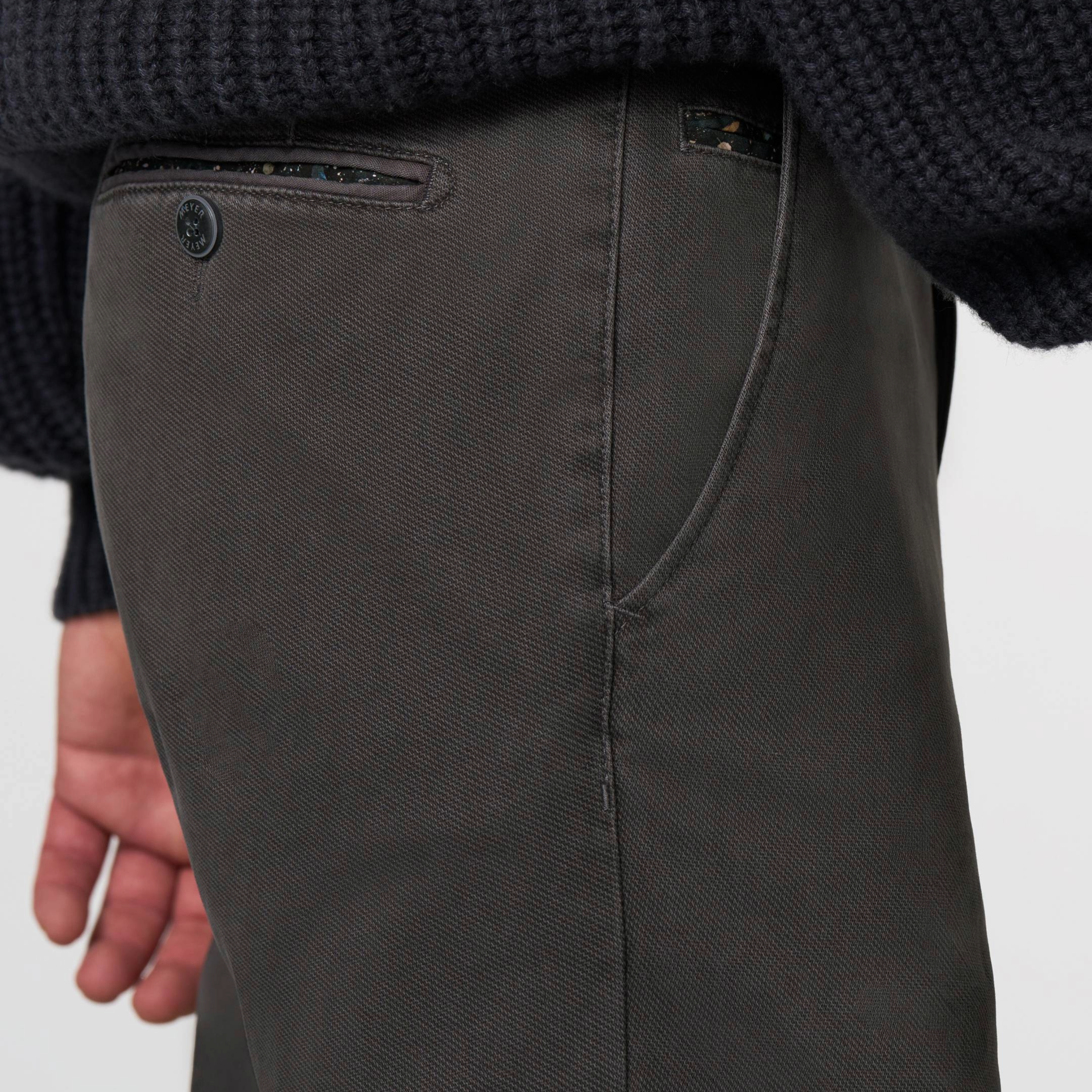 Meyer Bonn Modern Fit Fine Micro Chinos - Grey