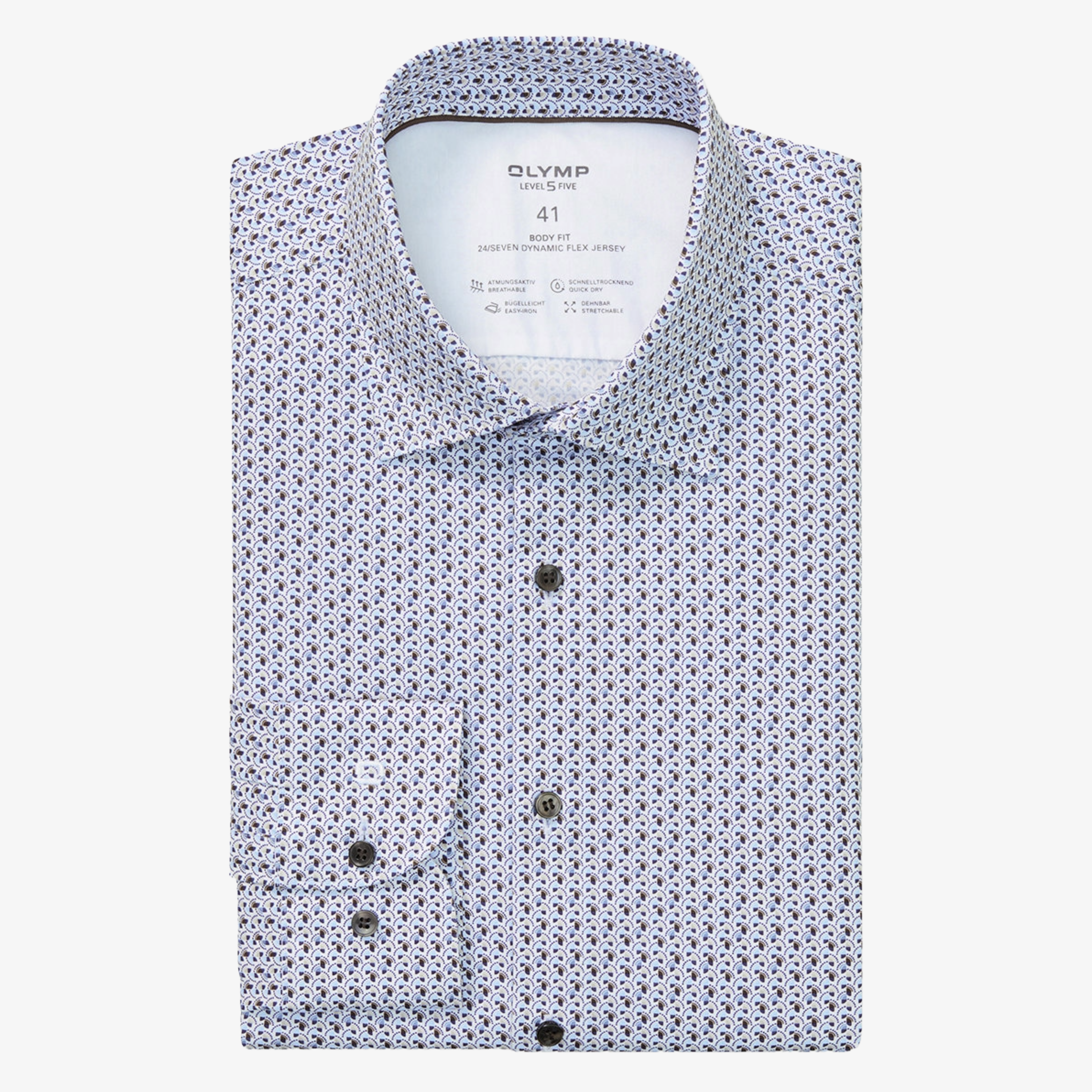 Olymp 24/7 Level 5 Jersey Printed Shirt - White