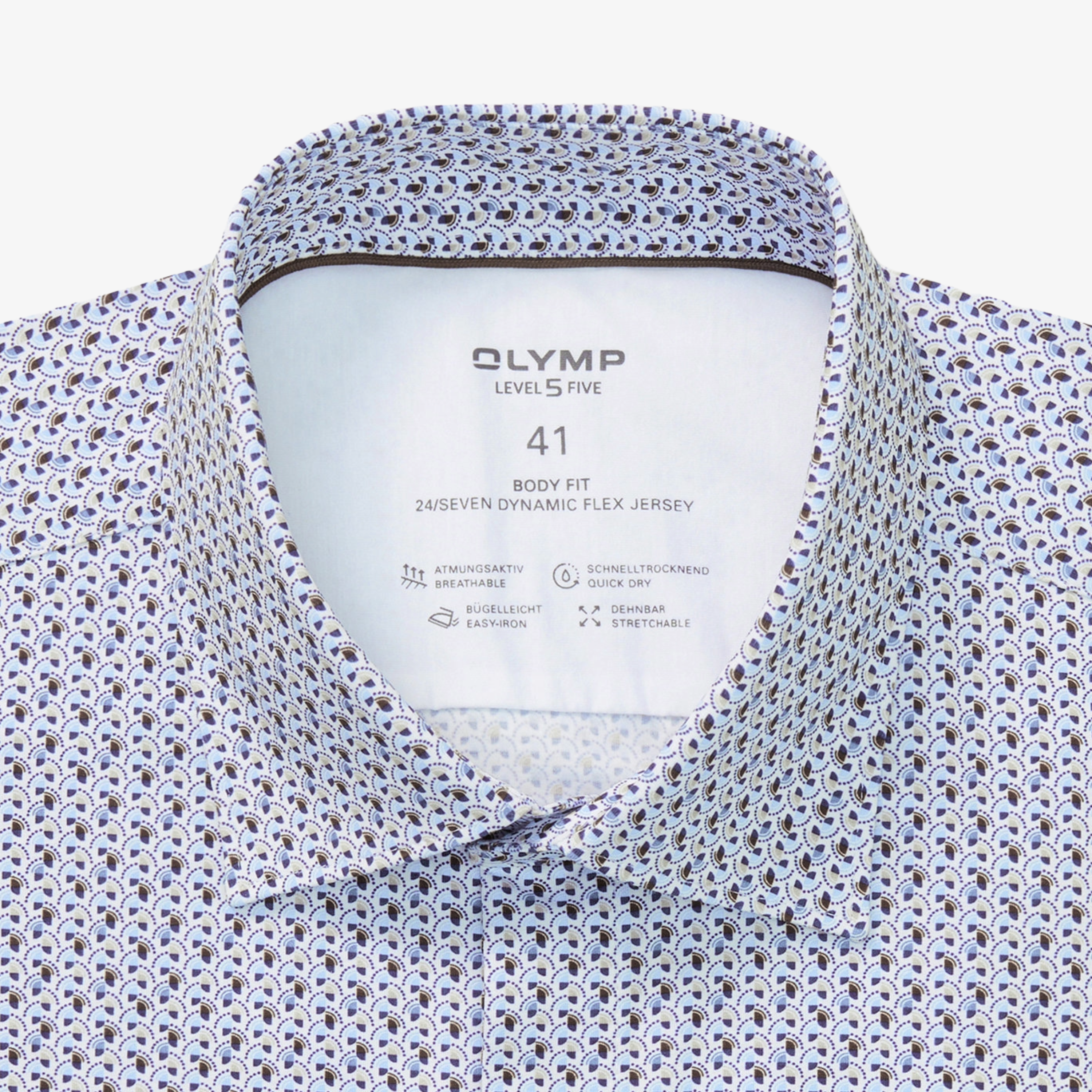 Olymp 24/7 Level 5 Jersey Printed Shirt - White