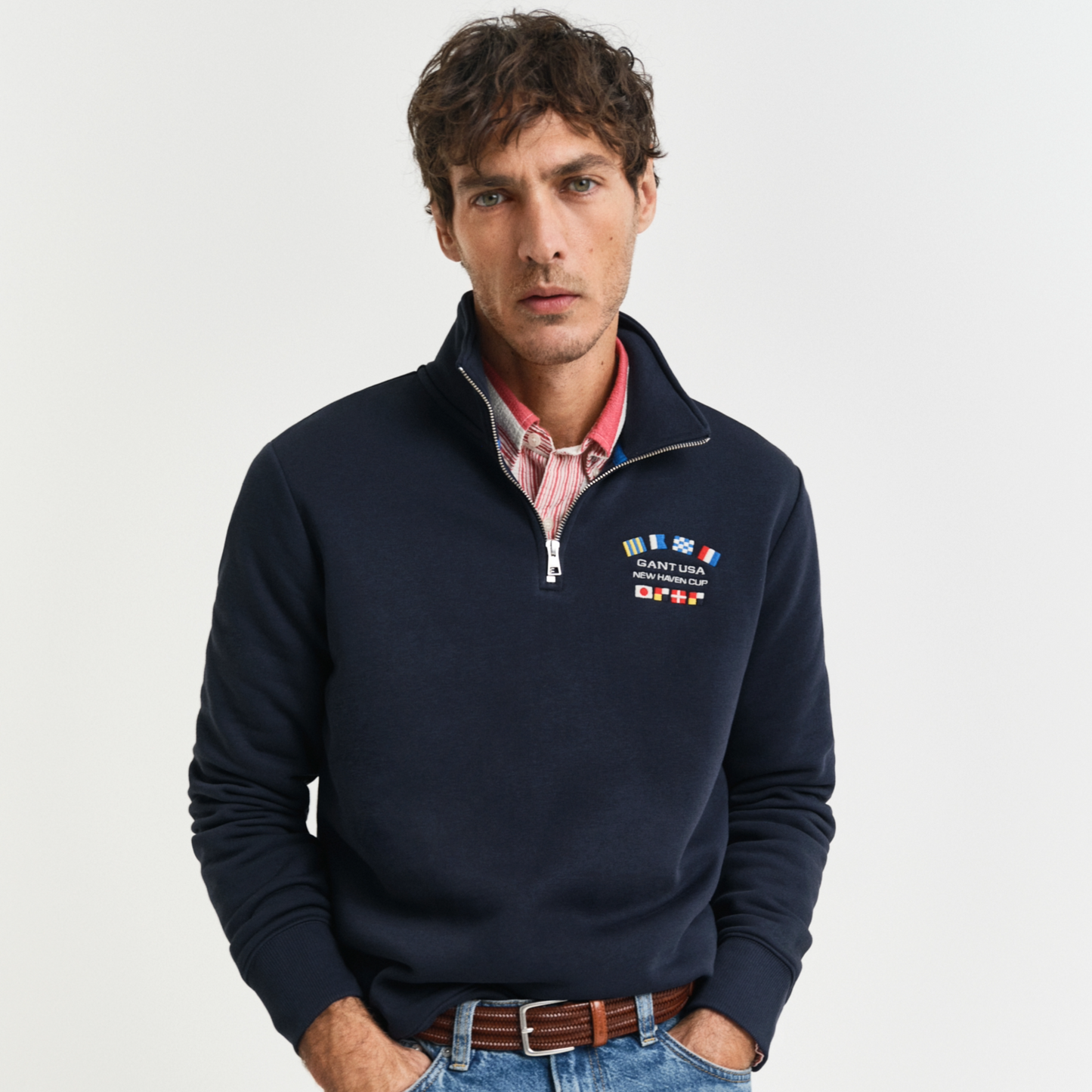 Gant Small Graphic Half Zip Sweatshirt - Evening Blue