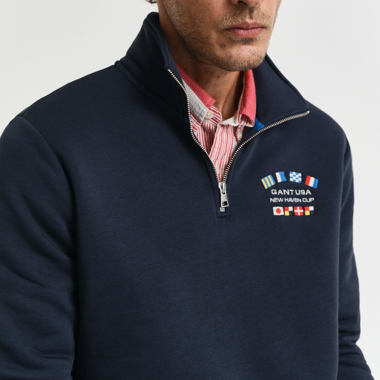 Gant Small Graphic Half Zip Sweatshirt - Evening Blue
