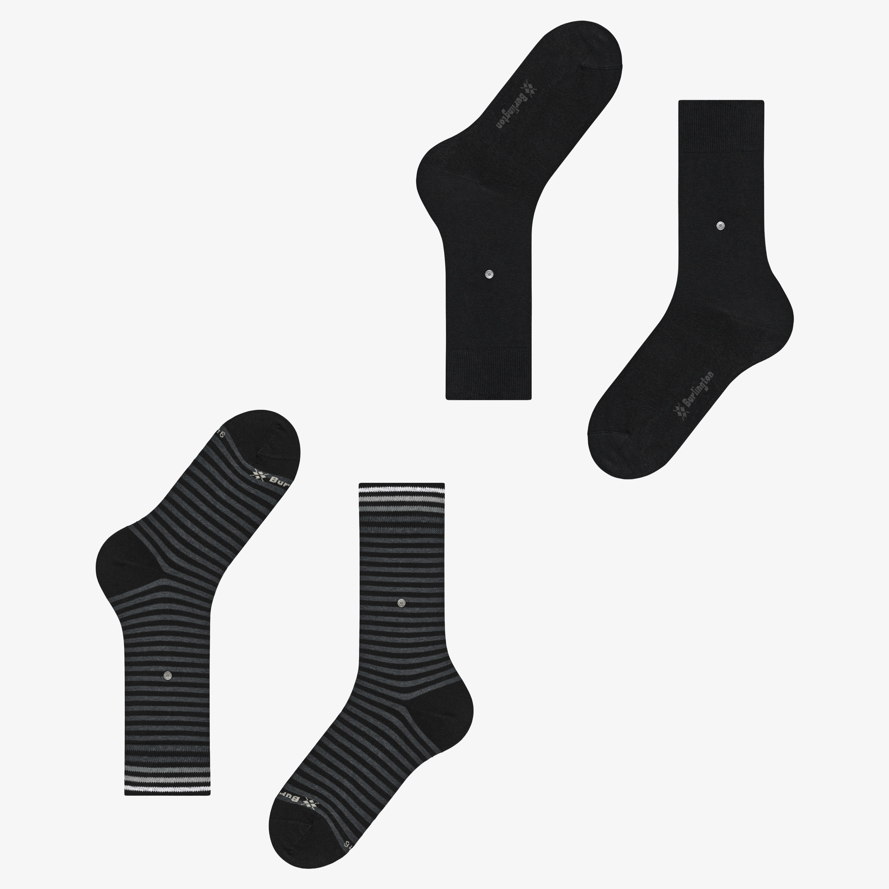 Burlington Everyday Stripe 2 Pack Socks - Black