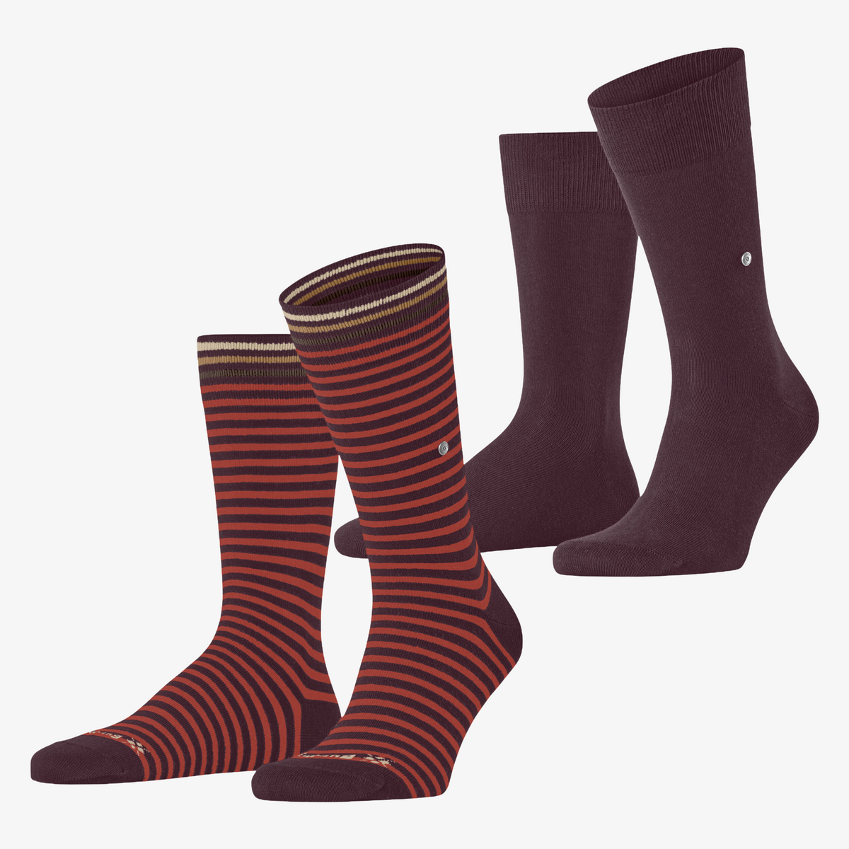 Burlington Everyday Stripe 2 Pack Socks - Chianti