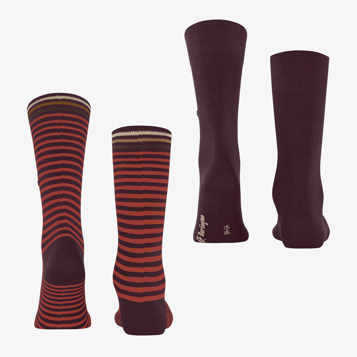 Burlington Everyday Stripe 2 Pack Socks - Chianti