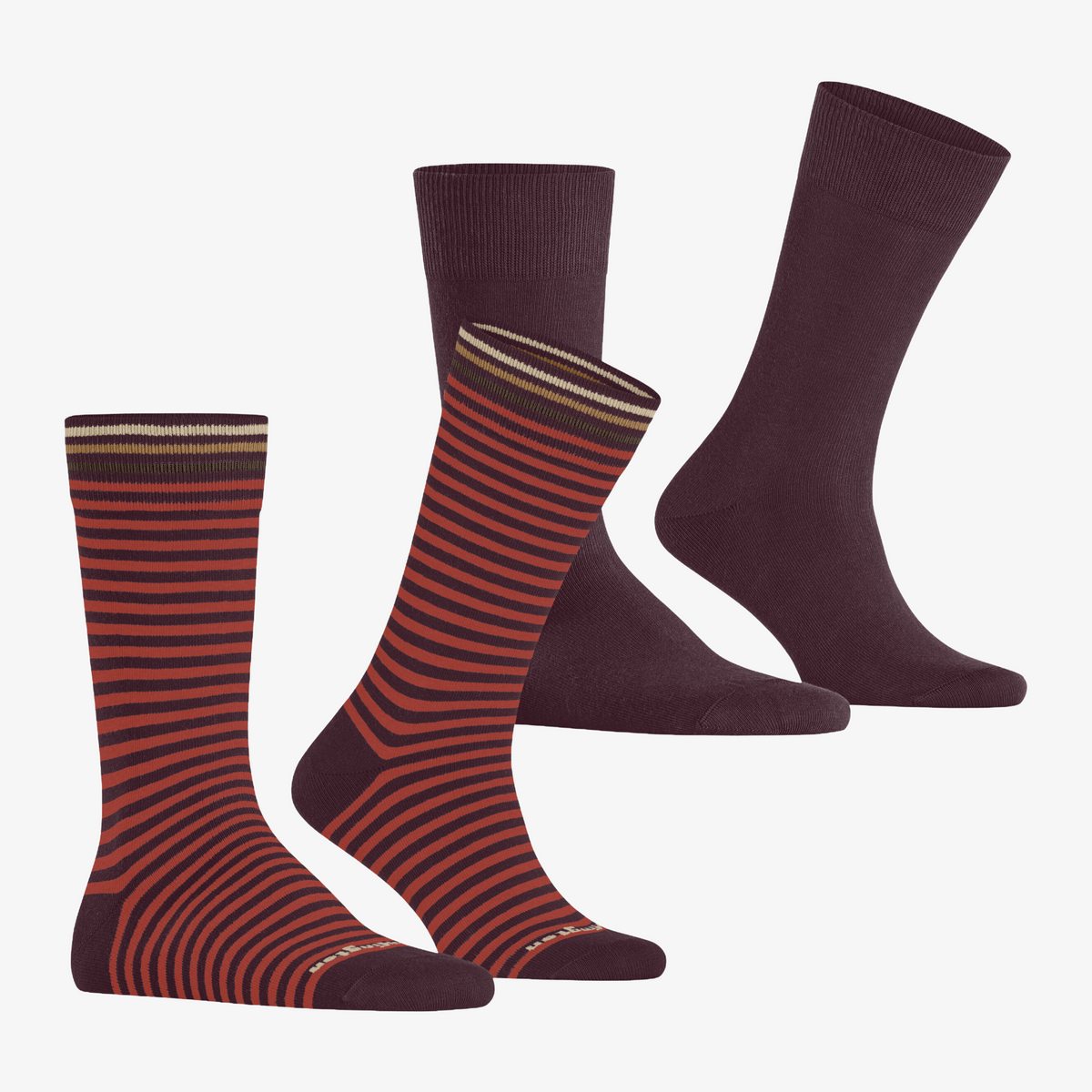 Burlington Everyday Stripe 2 Pack Socks - Chianti