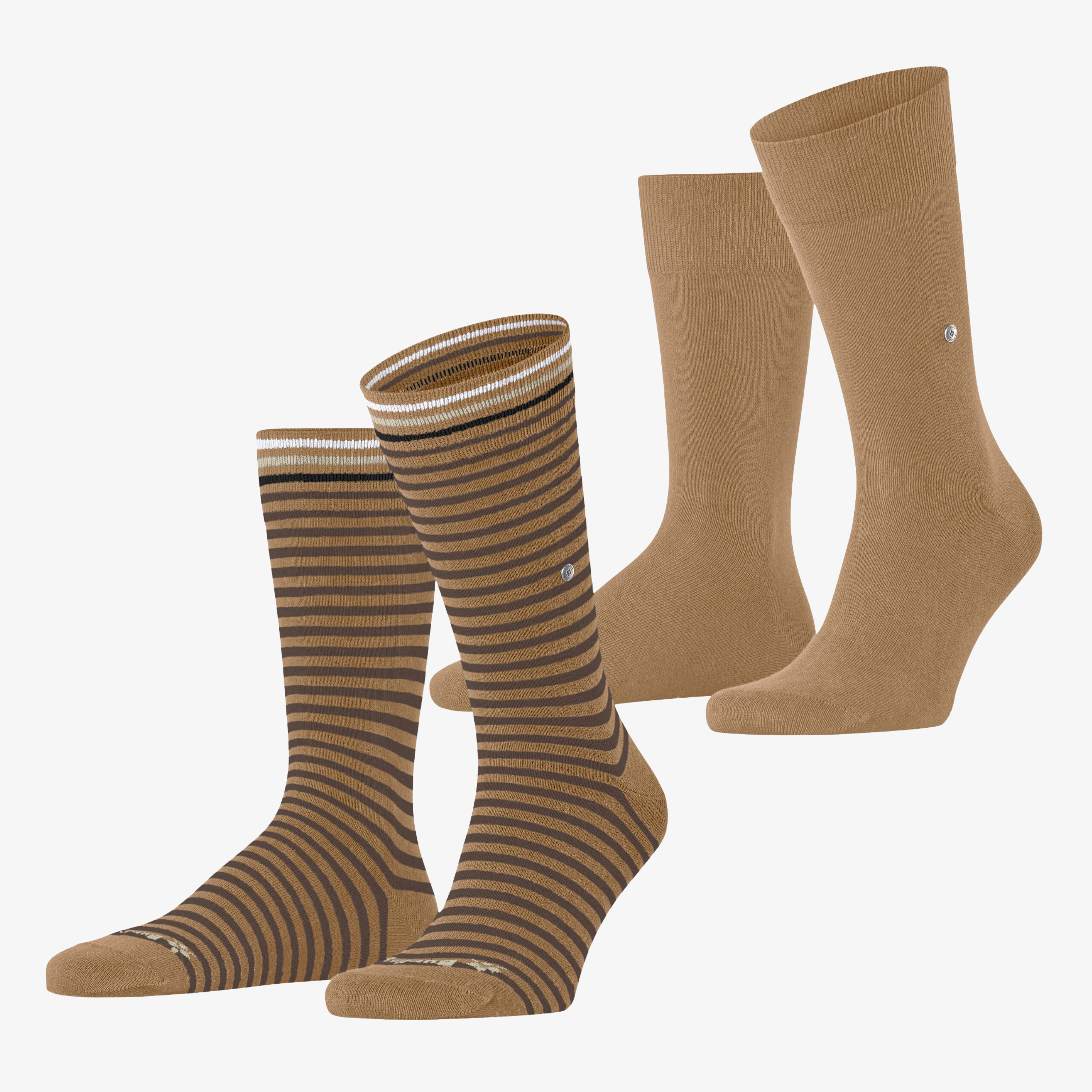 Burlington Everyday Stripe 2 Pack Socks - Brown Sugar
