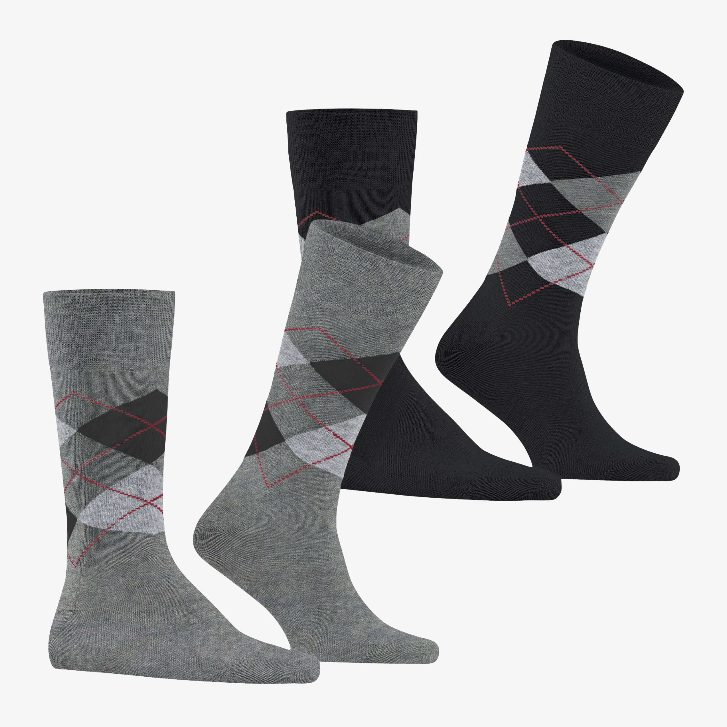 Burlington Everyday Argyle 2 Pack Socks - Light Grey