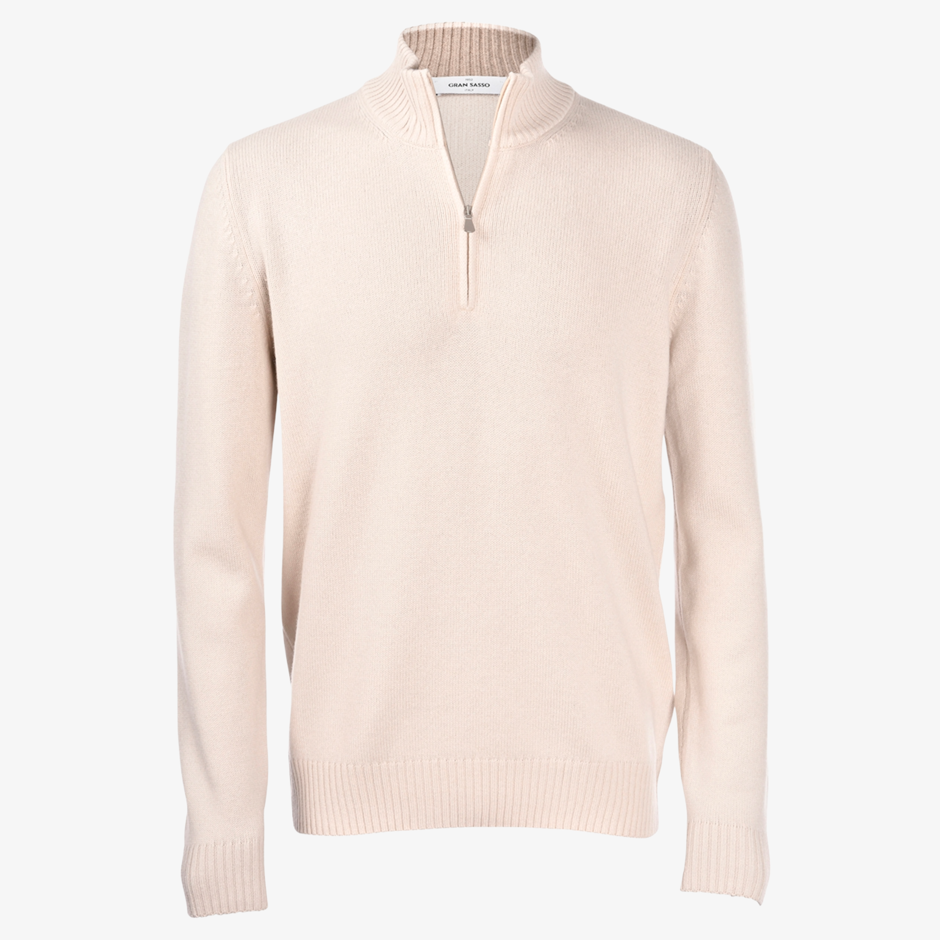 Gran Sasso 2-Ply Cashmere Blend 1/2 Zip Knitted Jumper - Off White