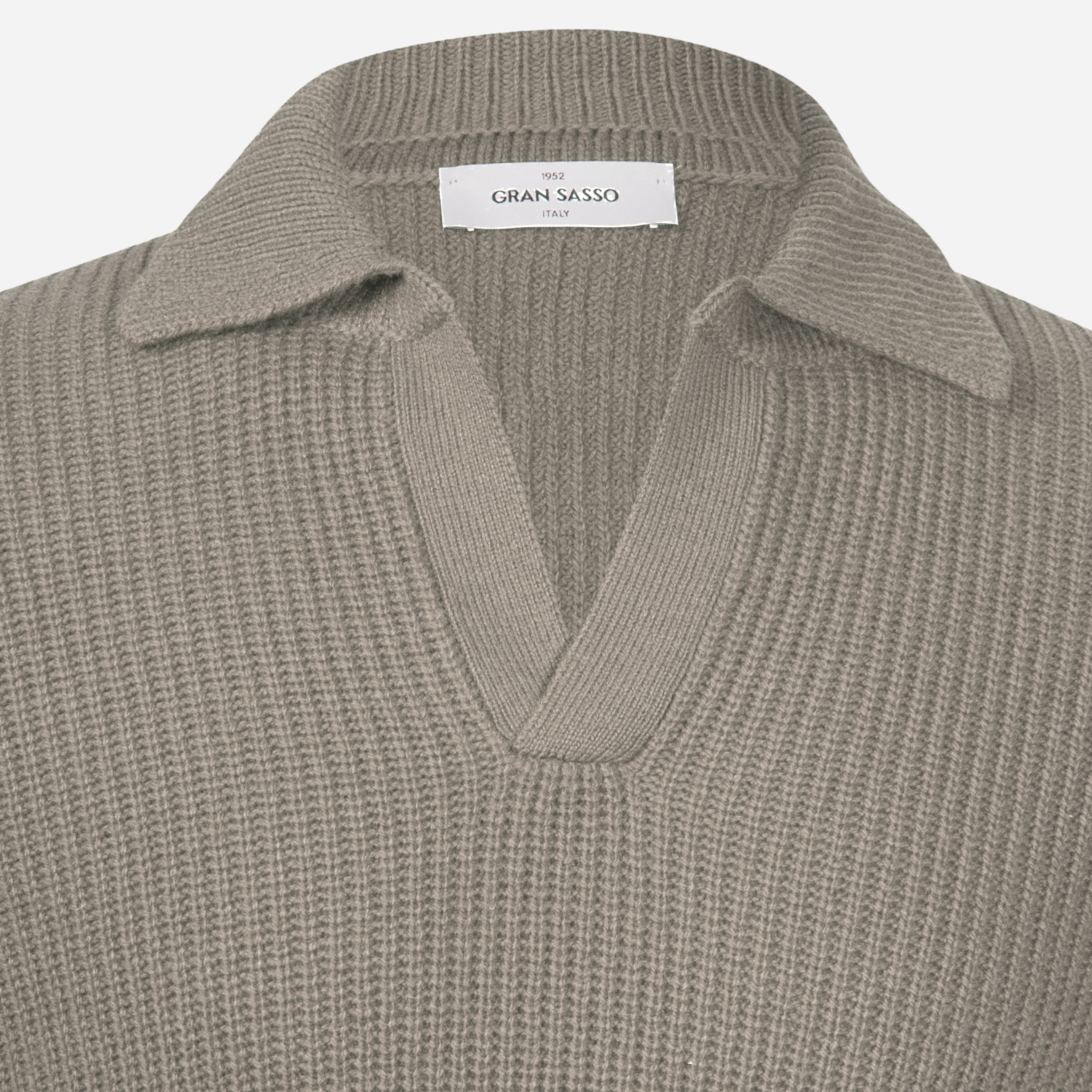 Gran Sasso Open Collar Polo Knitted Jumper - Beige