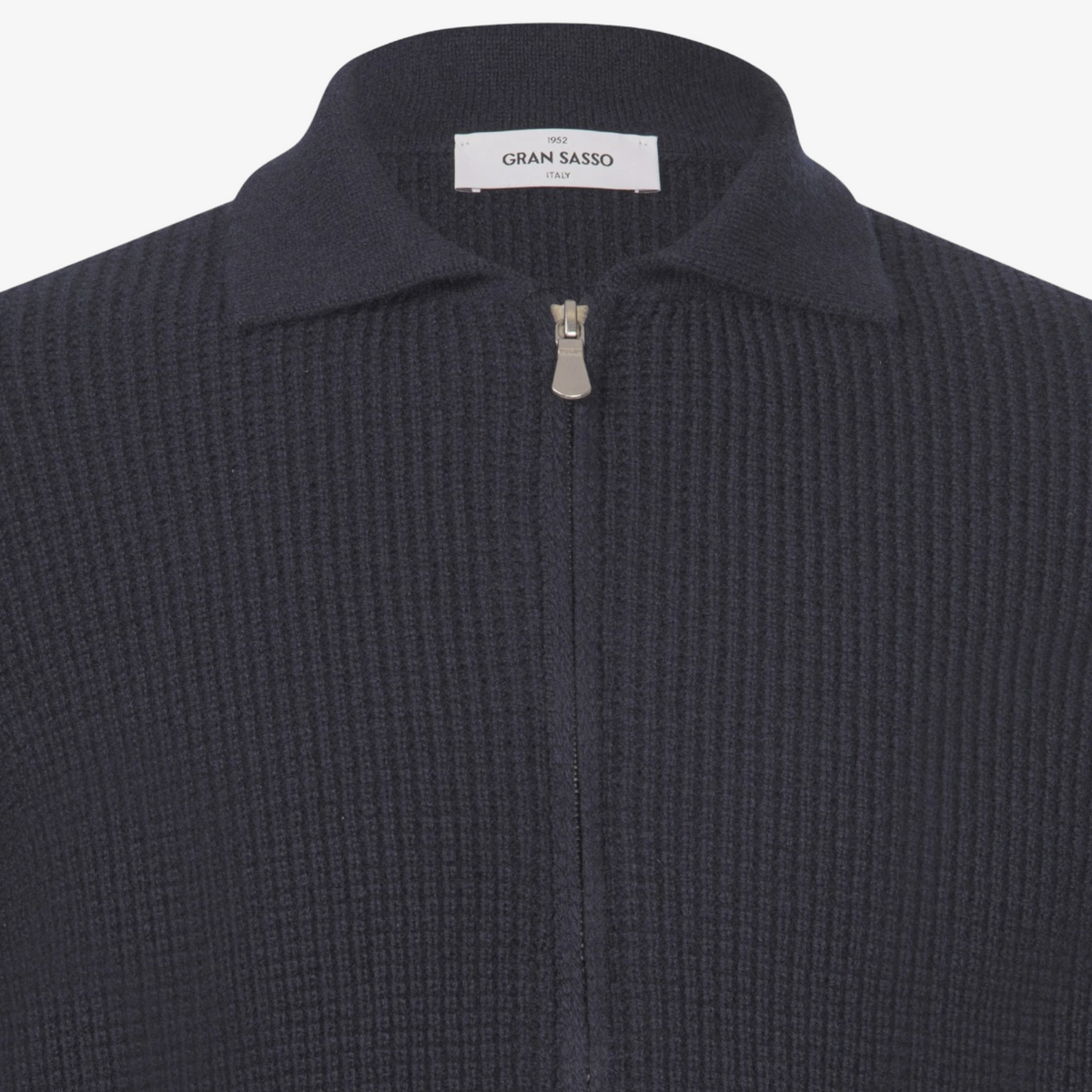 Gran Sasso Pearl Stitch Knitted Zip Cardigan - Dark Blue
